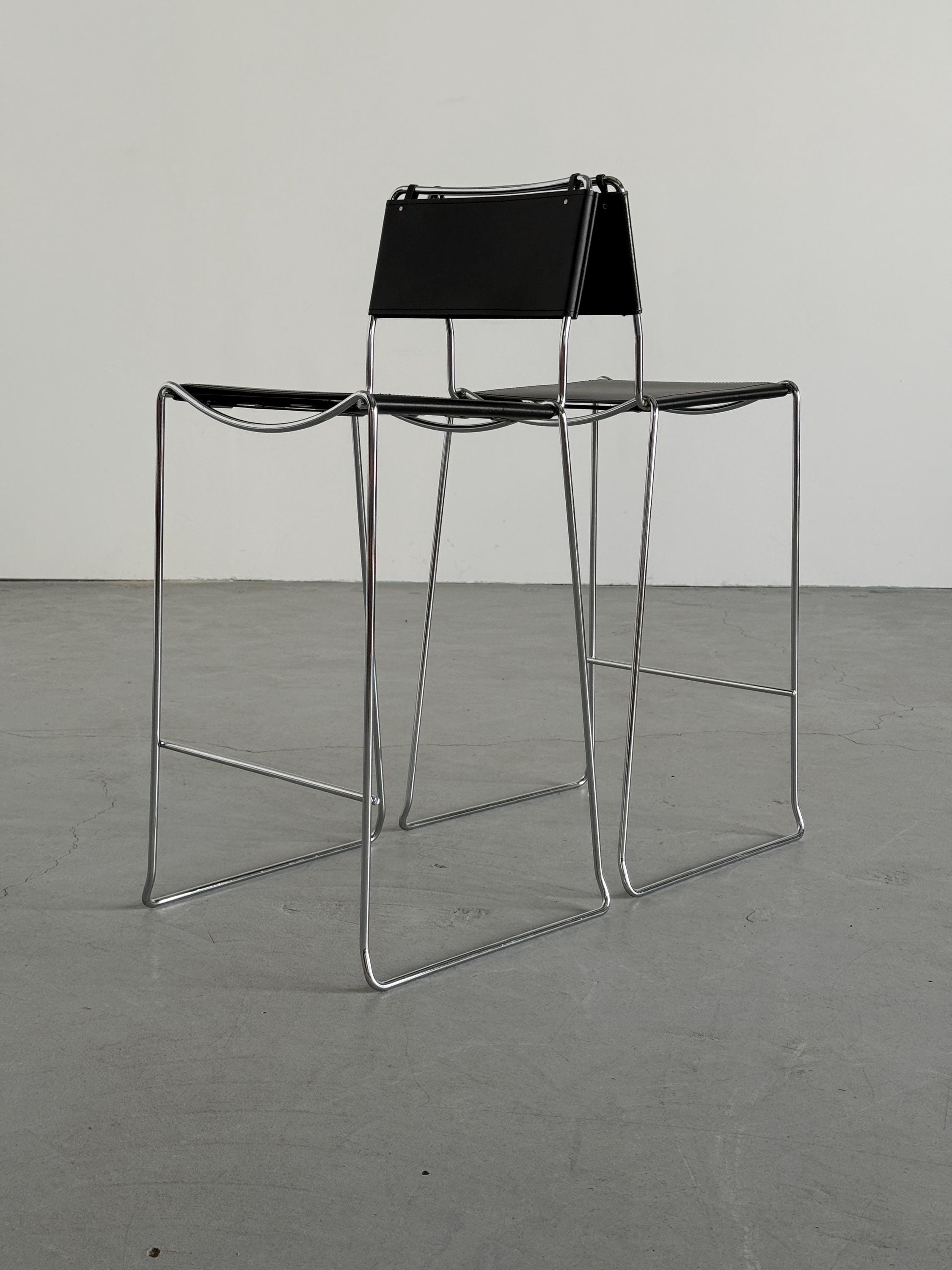 Stackable Barstools, Faux Leather and Chromed Steel
