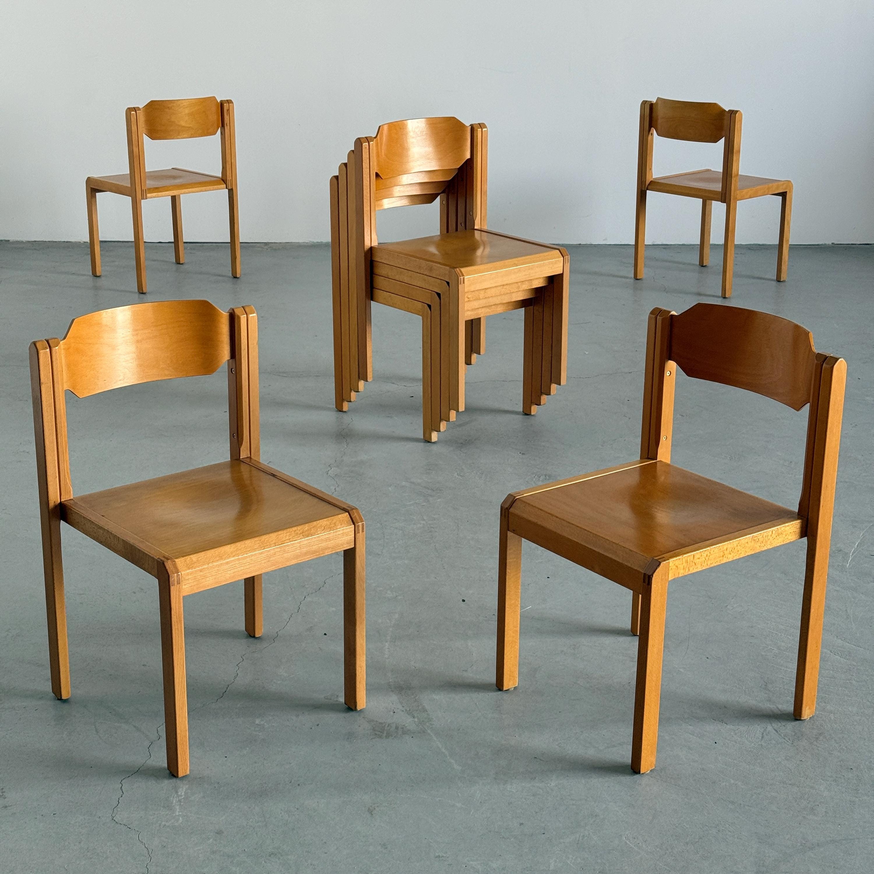 Stackable Dining Chairs in Birch Wood