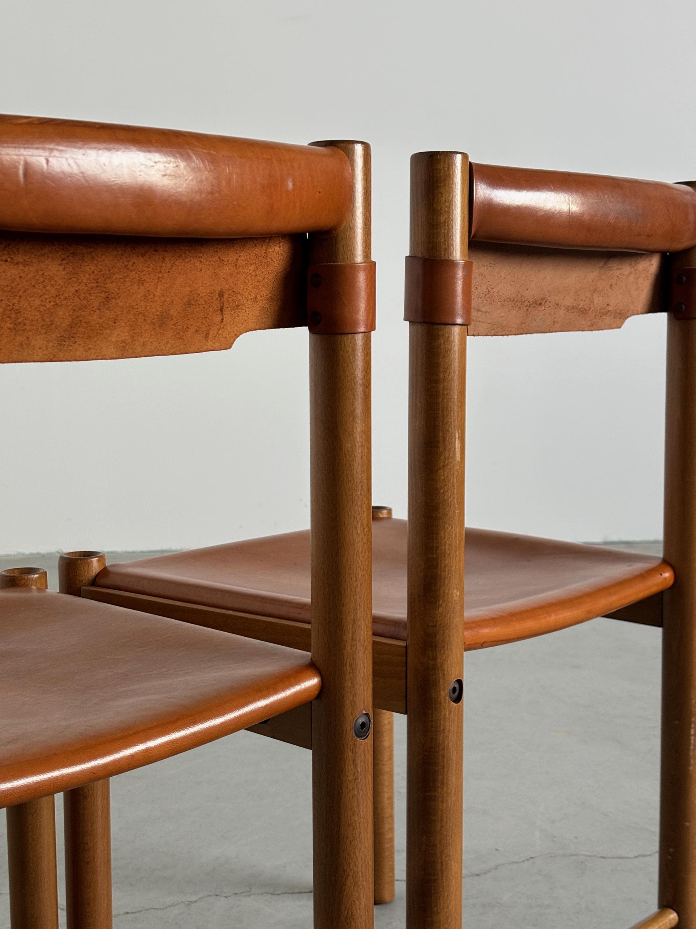 Dining Chairs by Ibisco Sedie in Cognac Leather