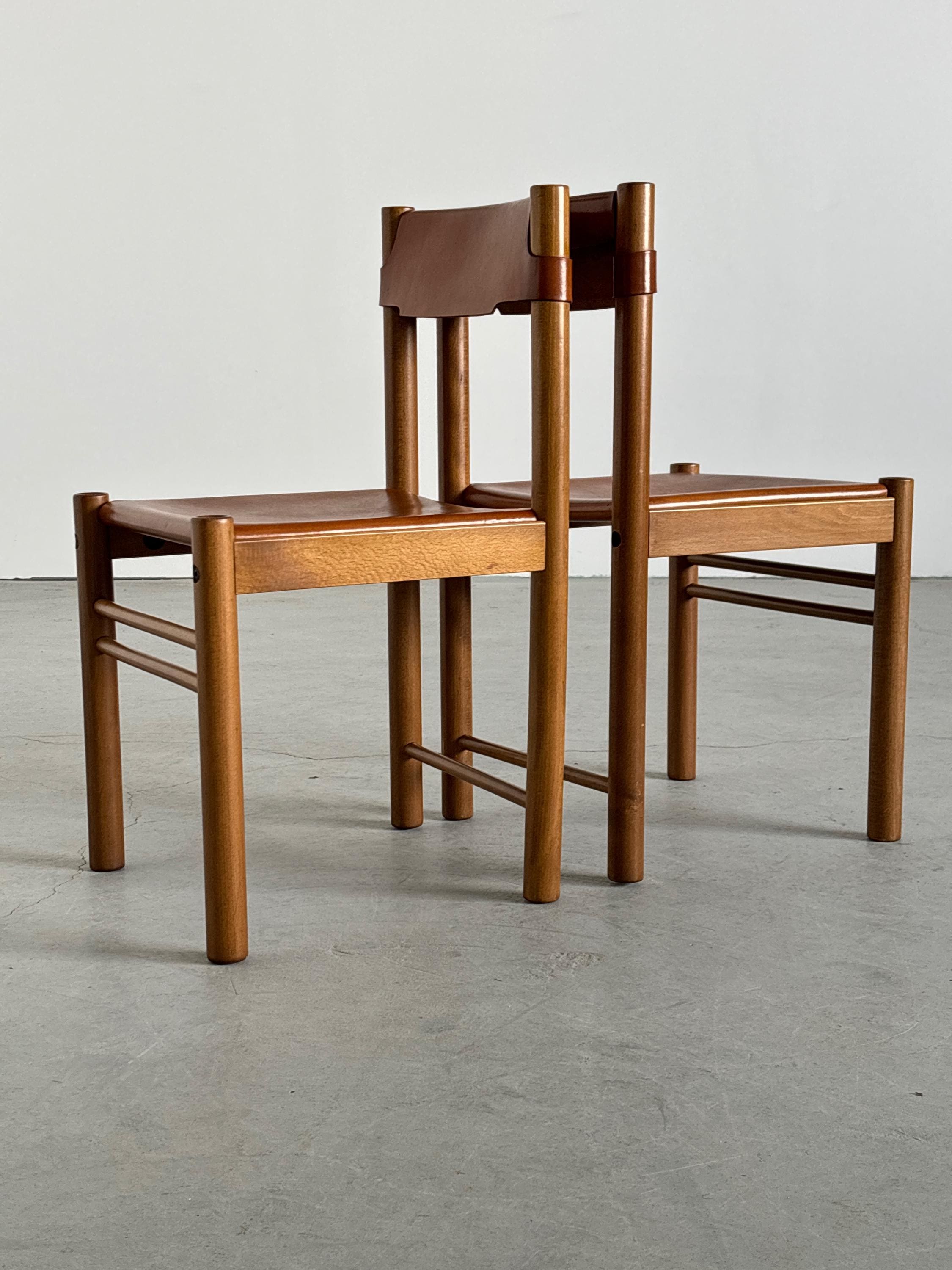 Dining Chairs by Ibisco Sedie in Cognac Leather