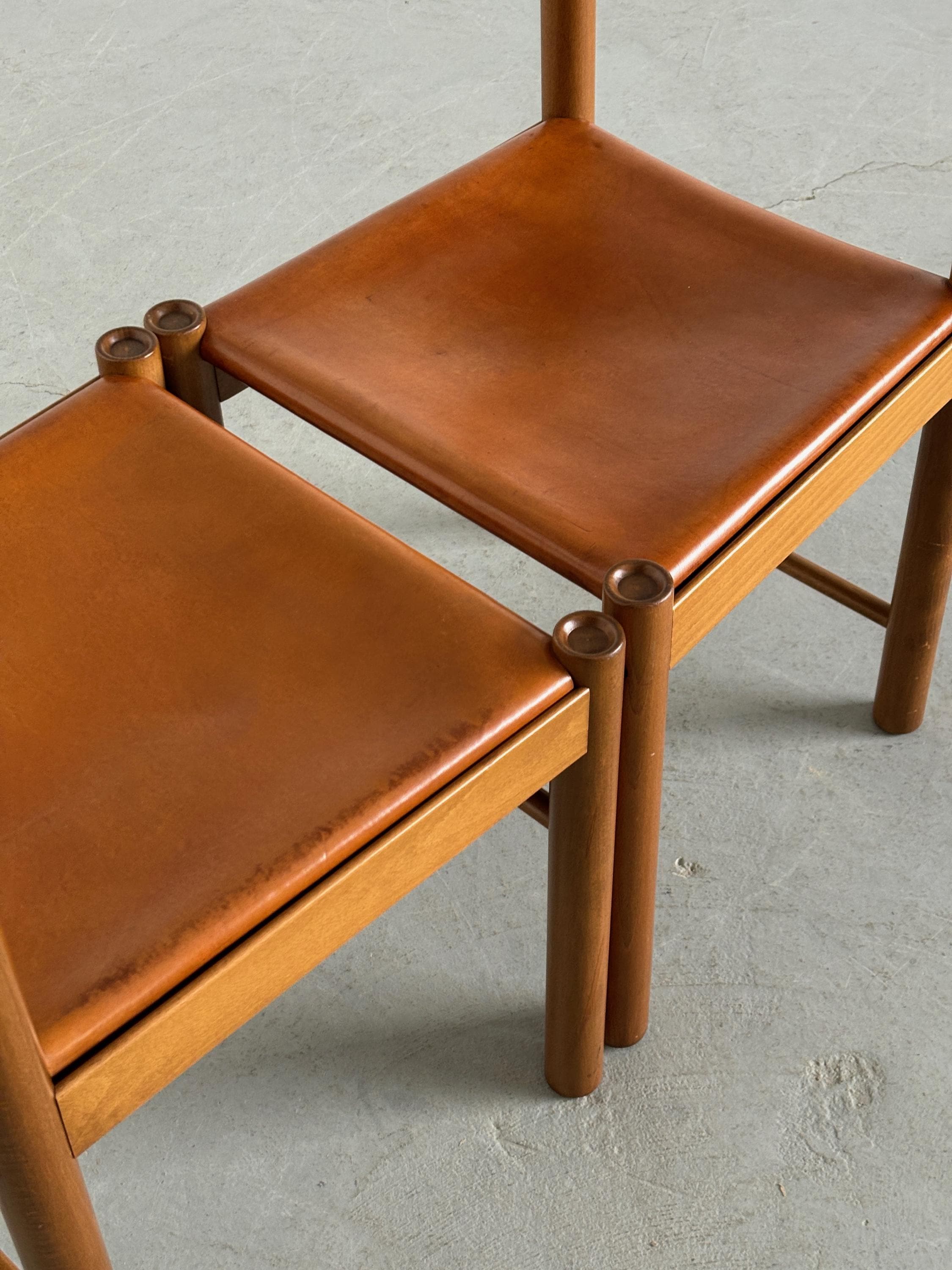 Dining Chairs by Ibisco Sedie in Cognac Leather