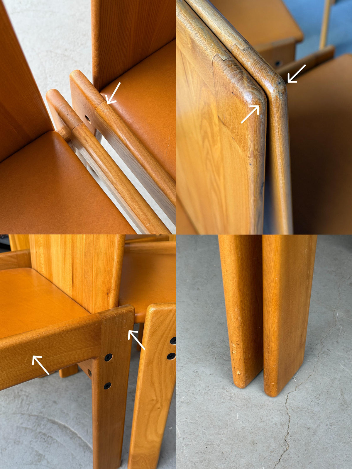 Elegant Dining Chairs in Elm and Leather
