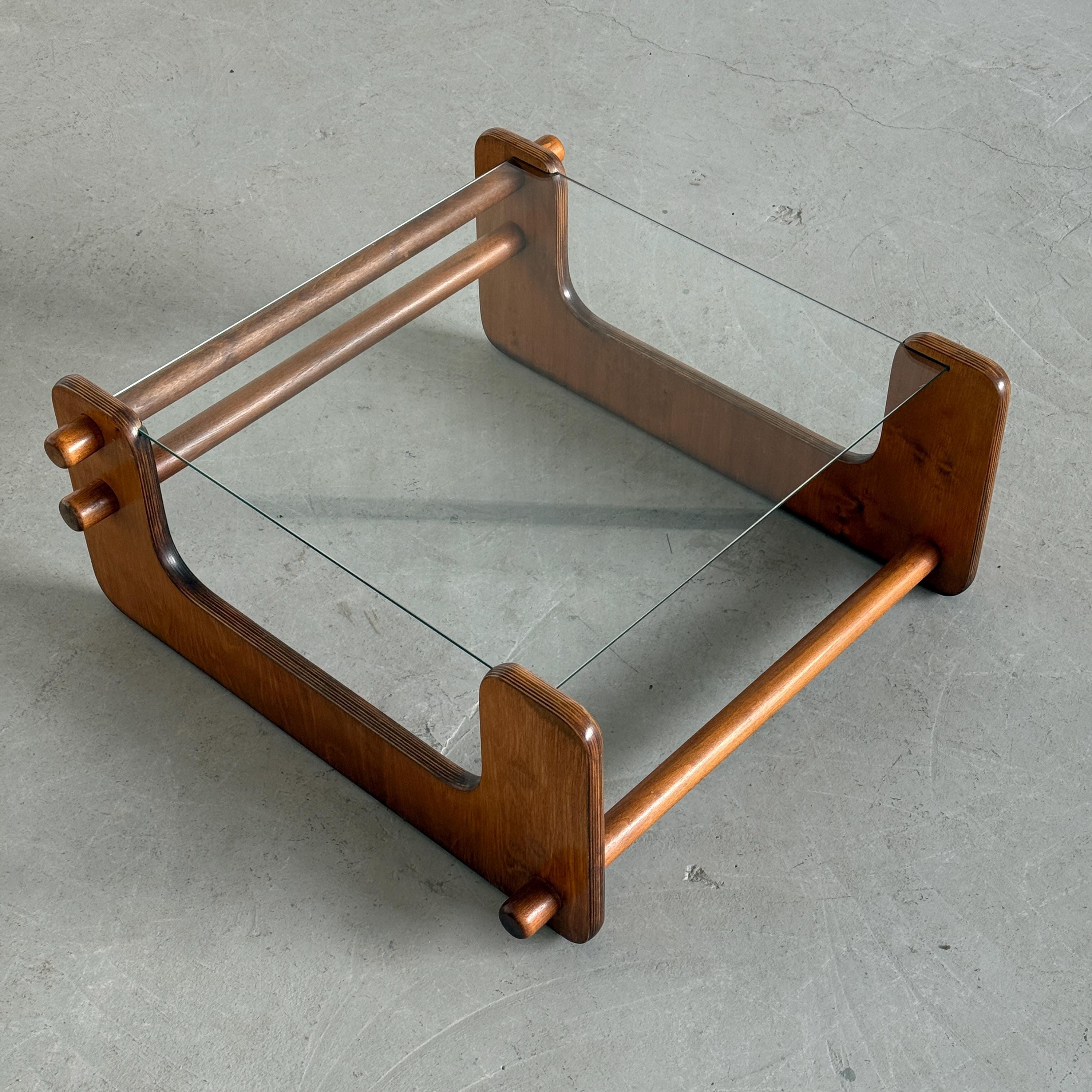 Pine Plywood Glass Coffee Table