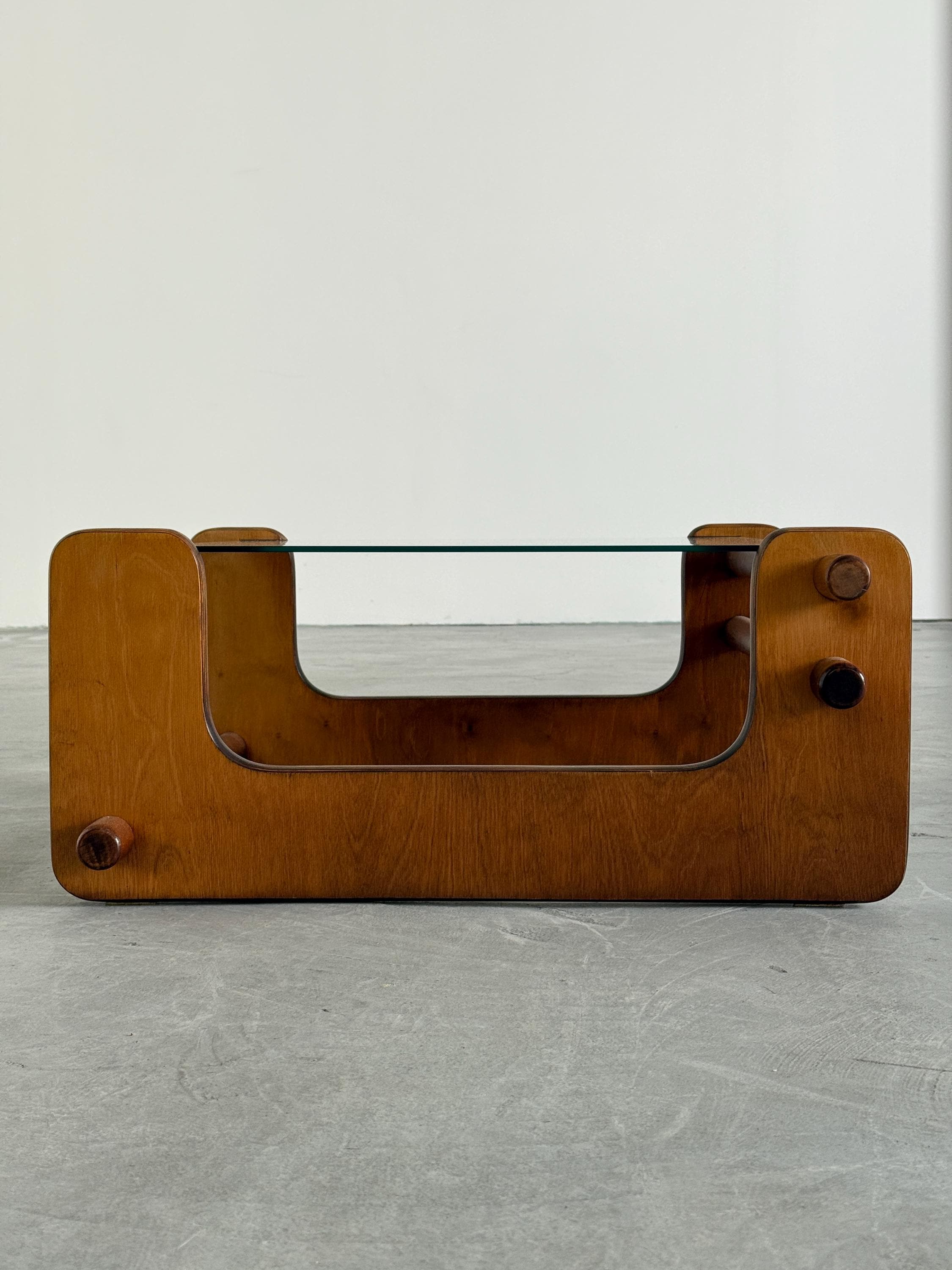 Pine Plywood Glass Coffee Table