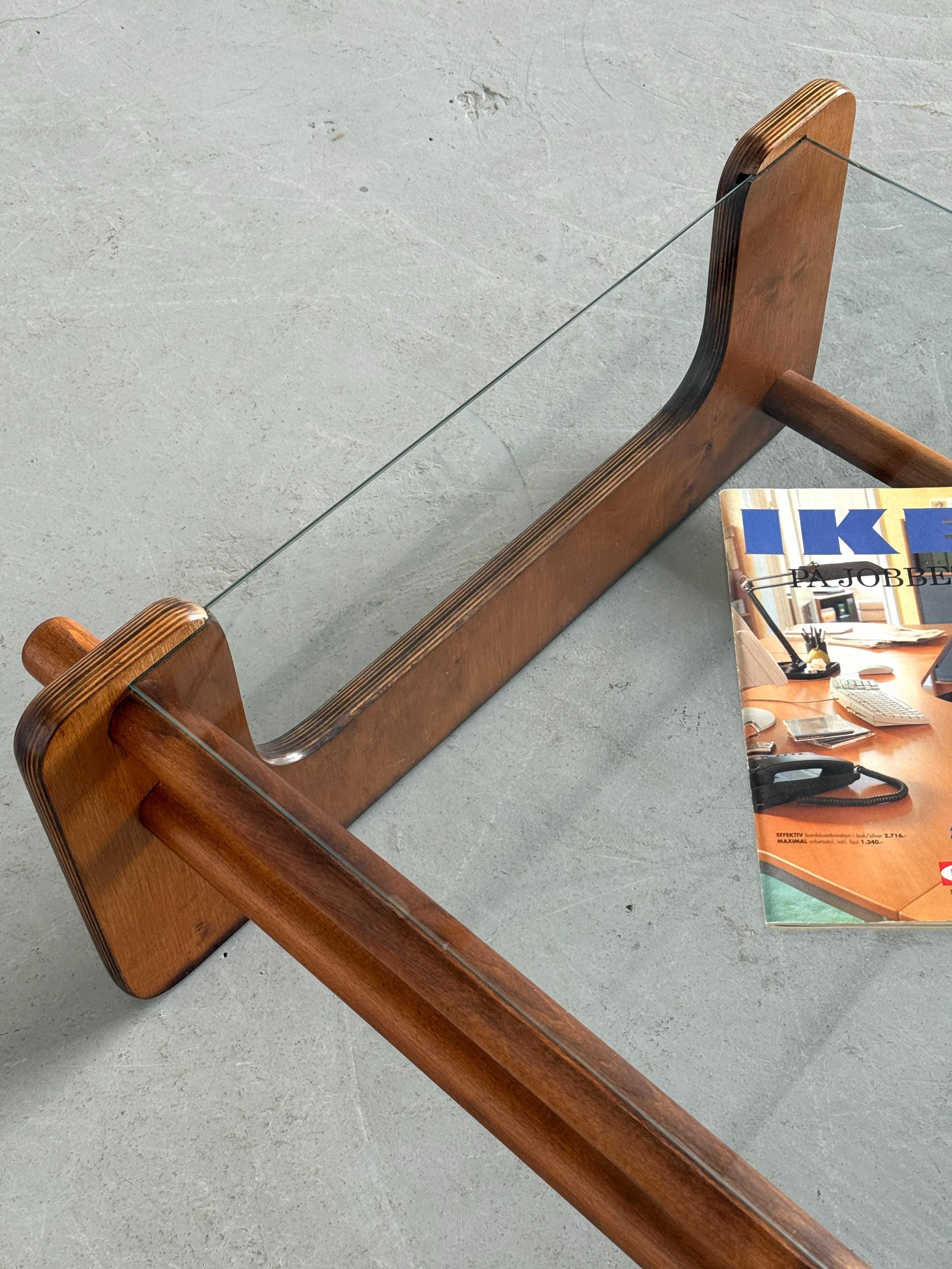 Pine Plywood Glass Coffee Table