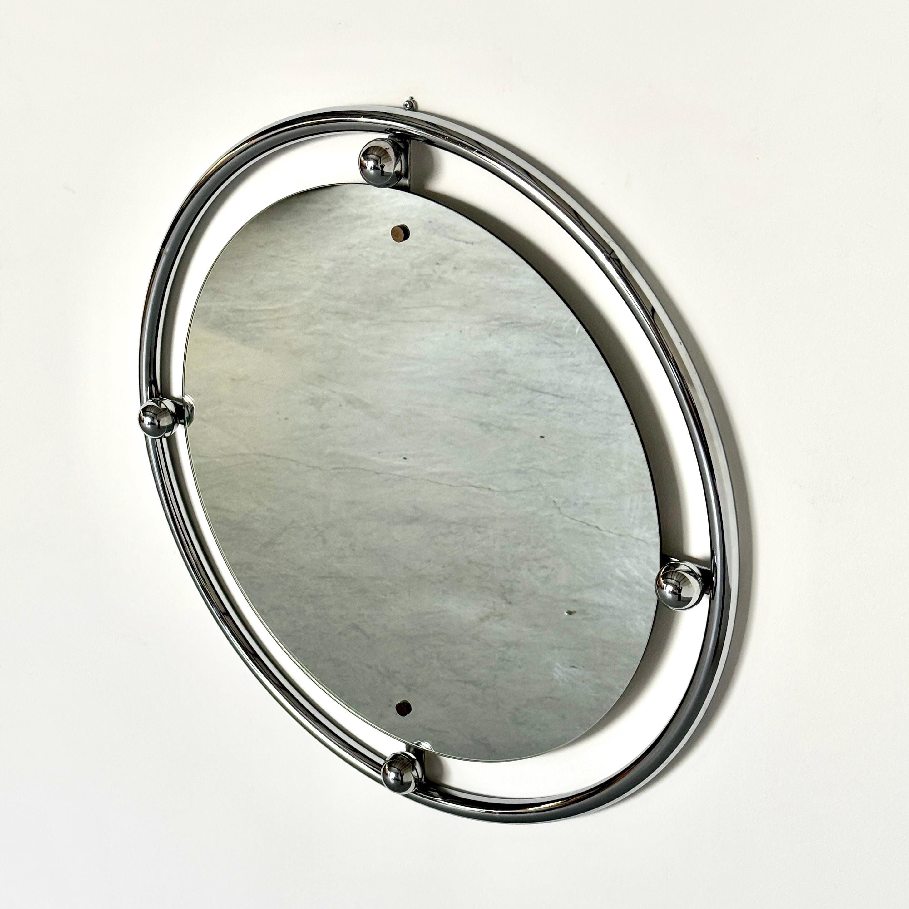 Geometrical Postmodern Chromed Wall Mirror
