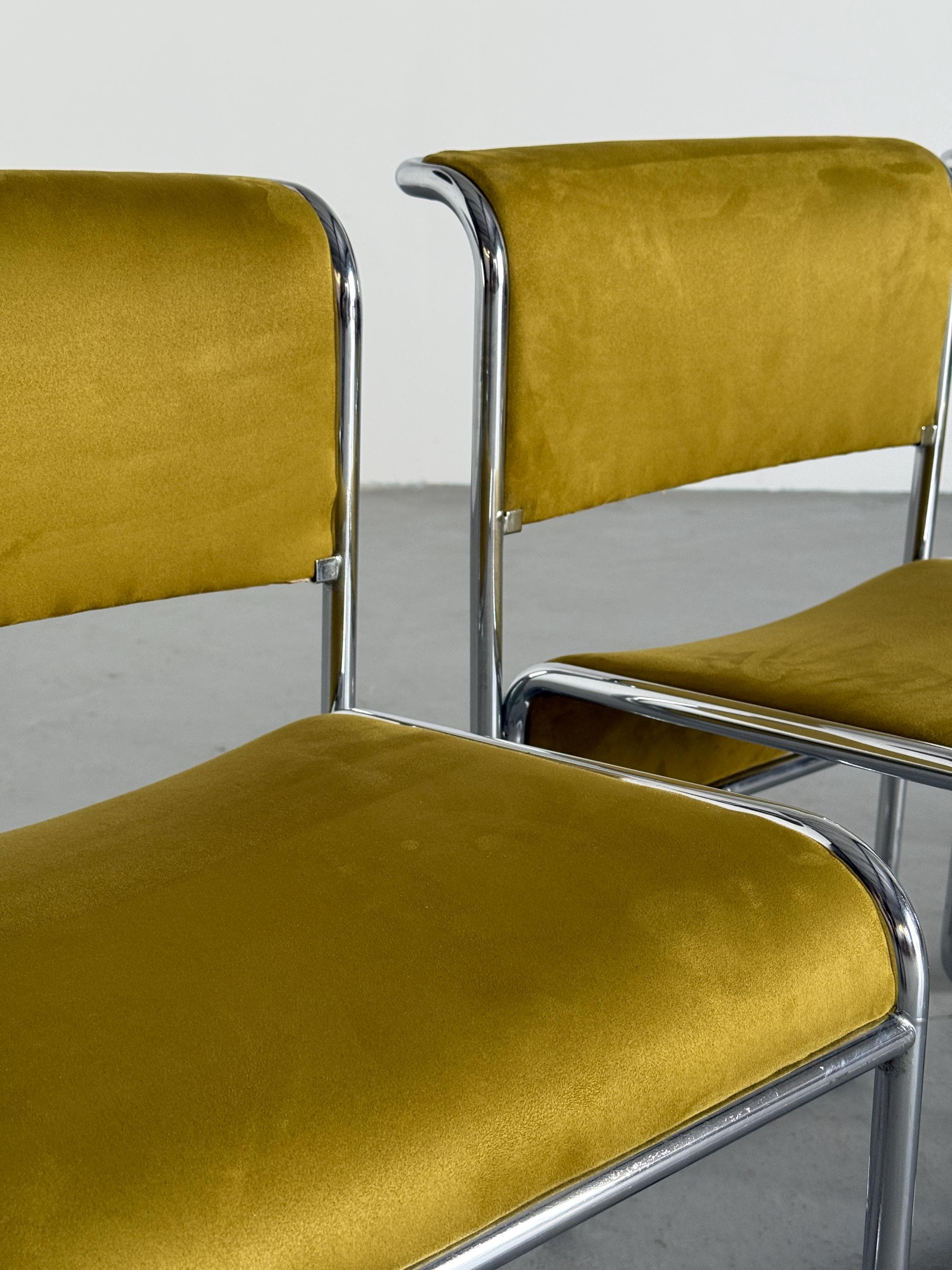 Dining Chairs in Olive Green and Chrome
