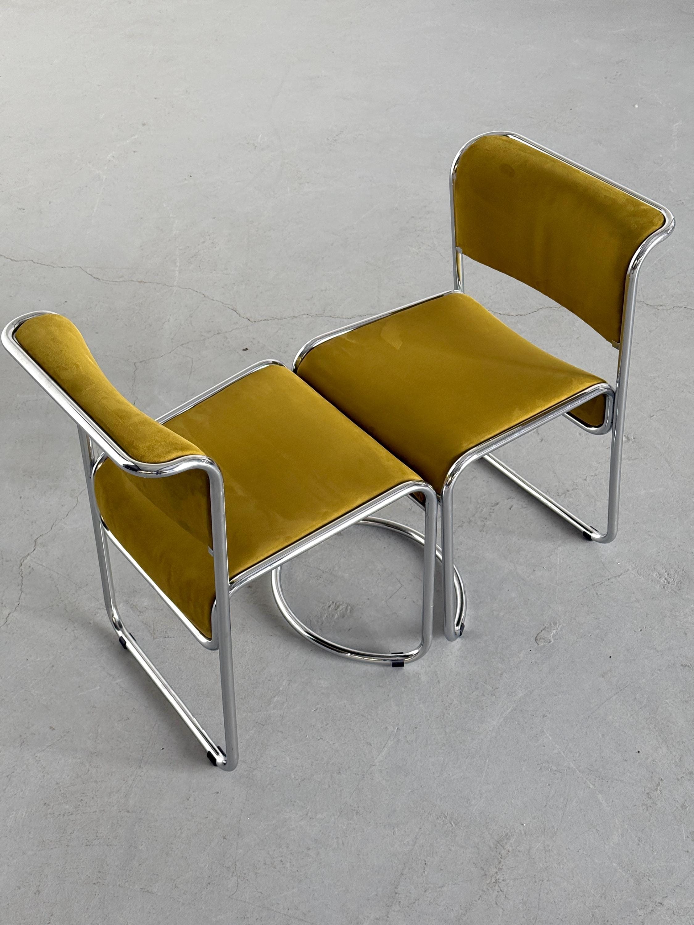 Dining Chairs in Olive Green and Chrome
