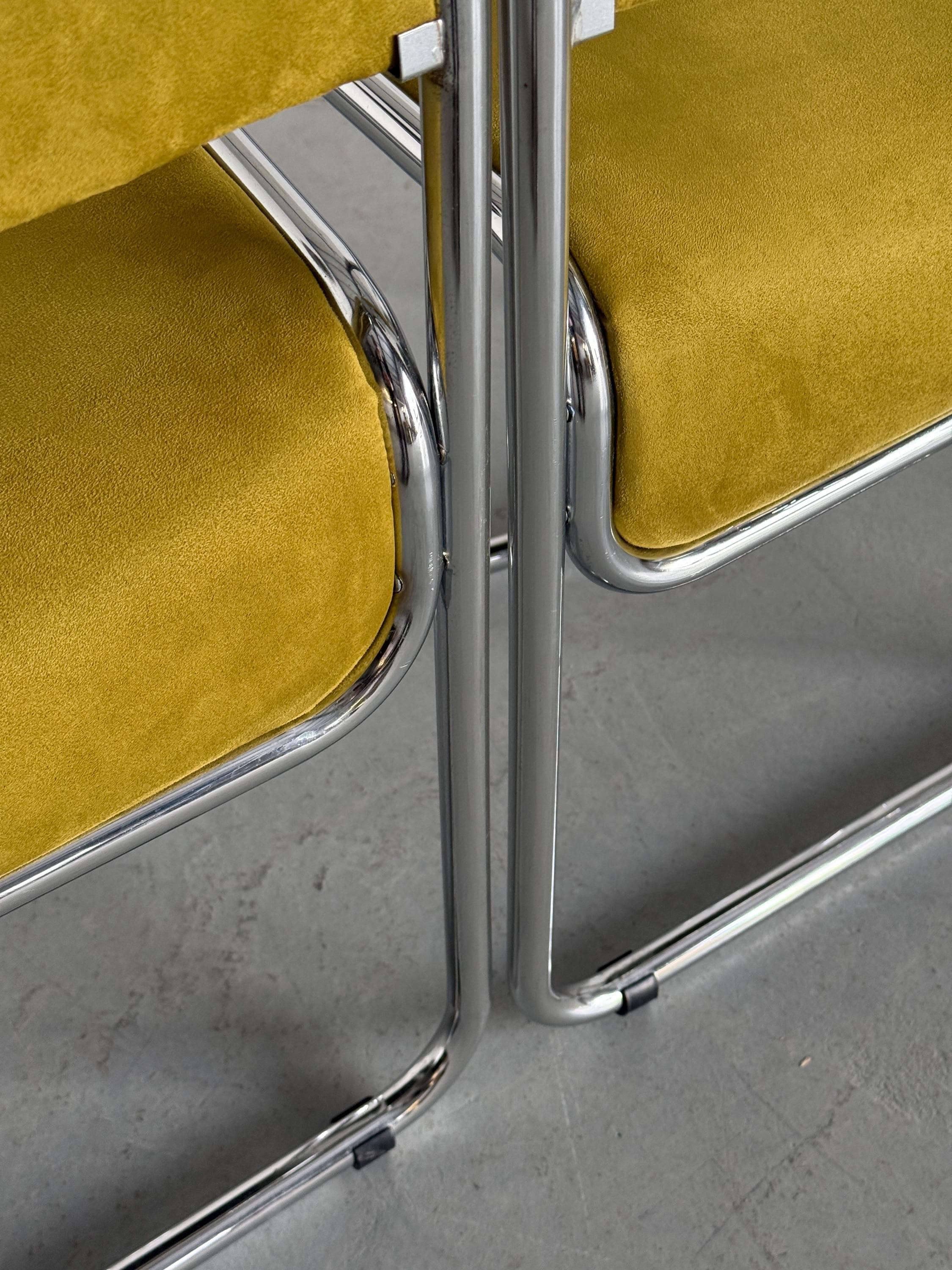 Dining Chairs in Olive Green and Chrome