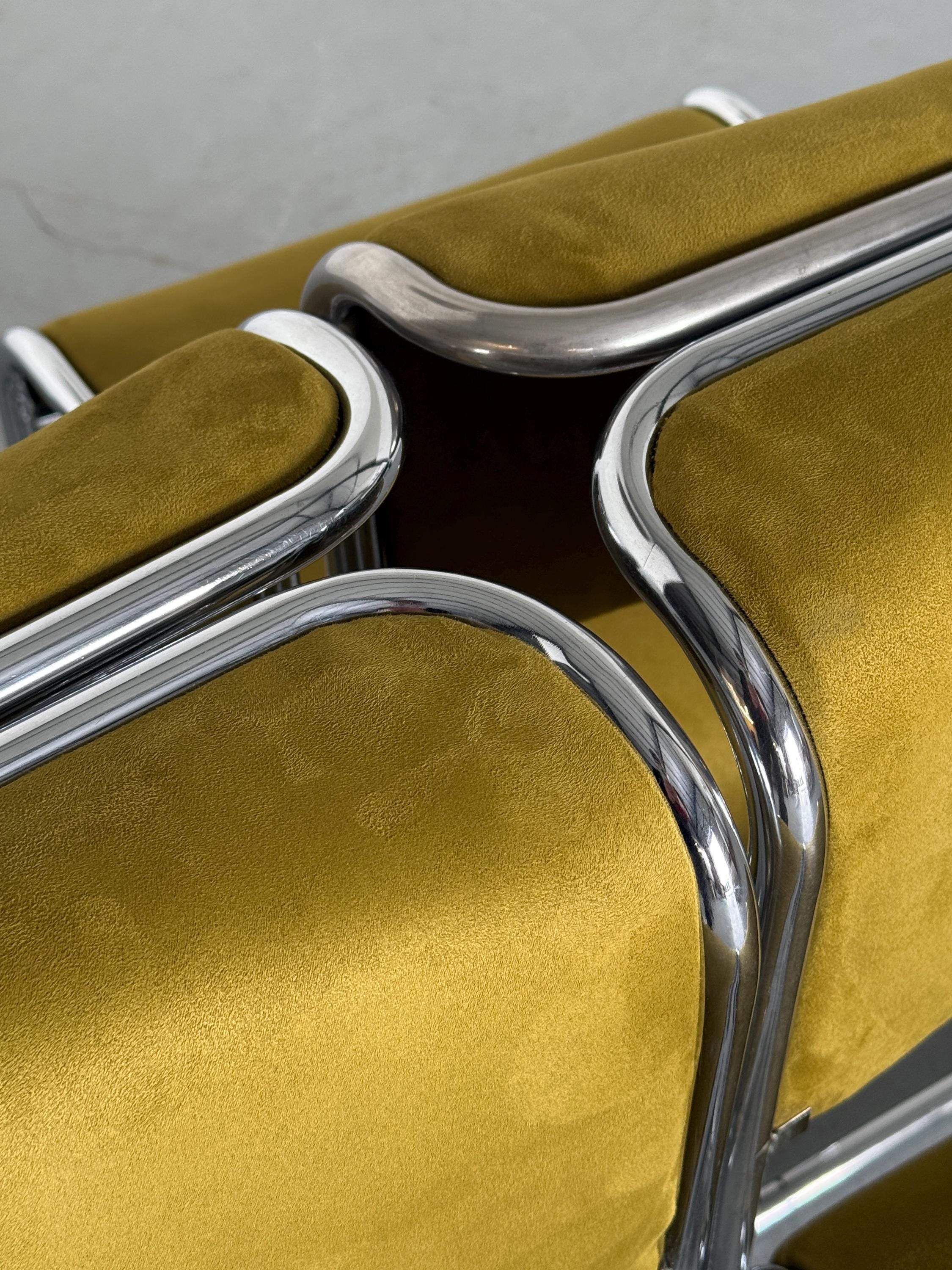 Dining Chairs in Olive Green and Chrome