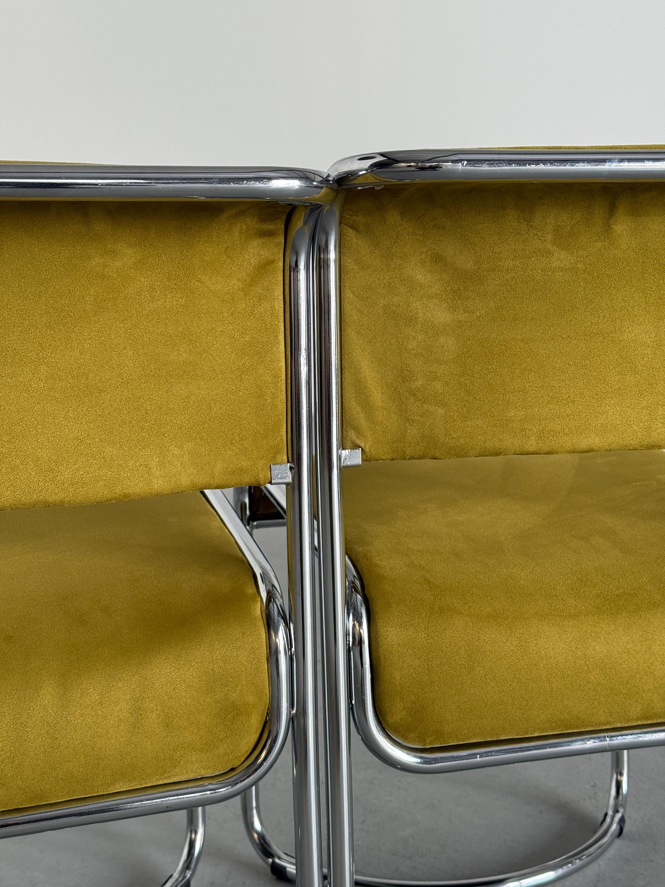Dining Chairs in Olive Green and Chrome