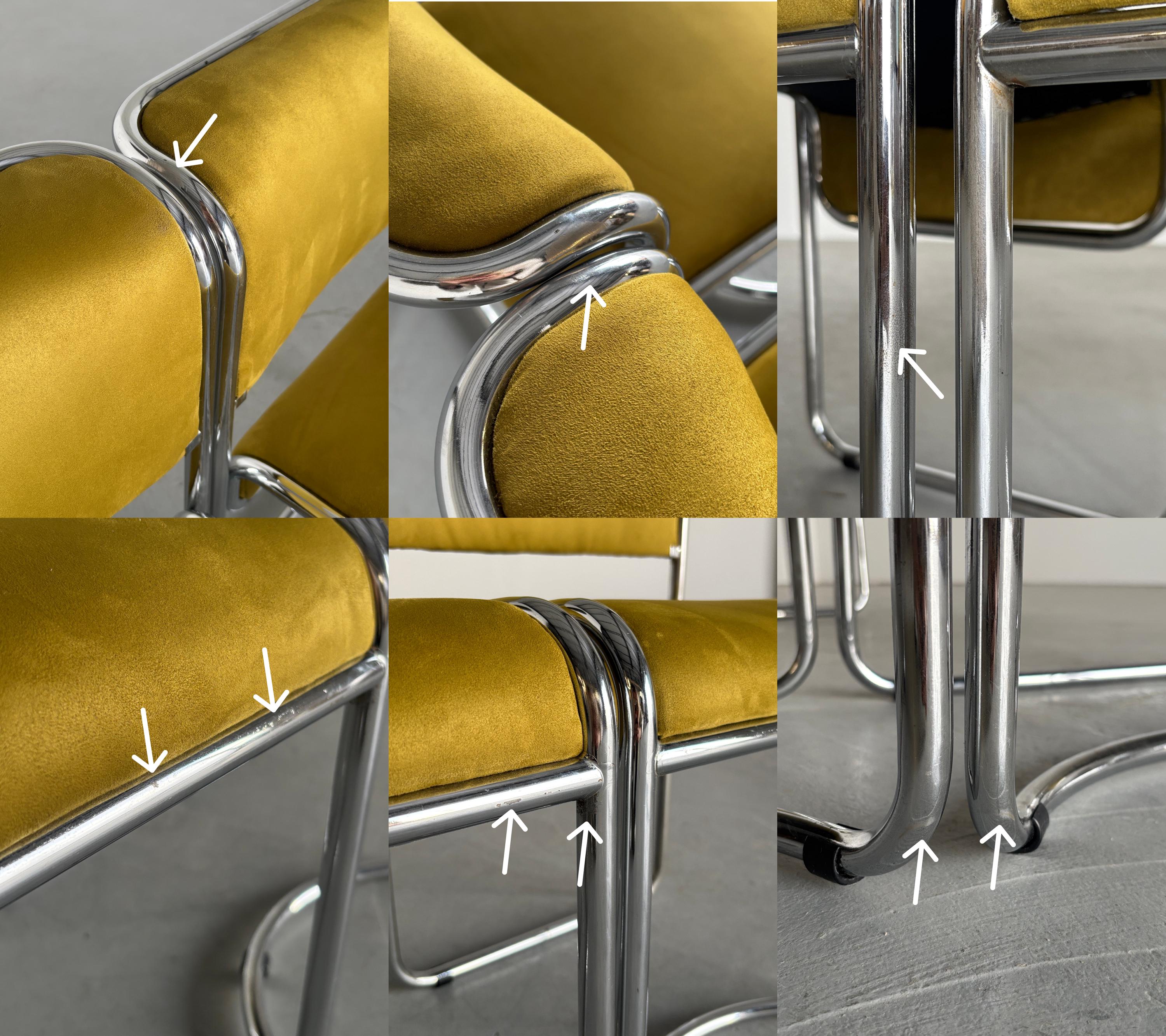 Dining Chairs in Olive Green and Chrome