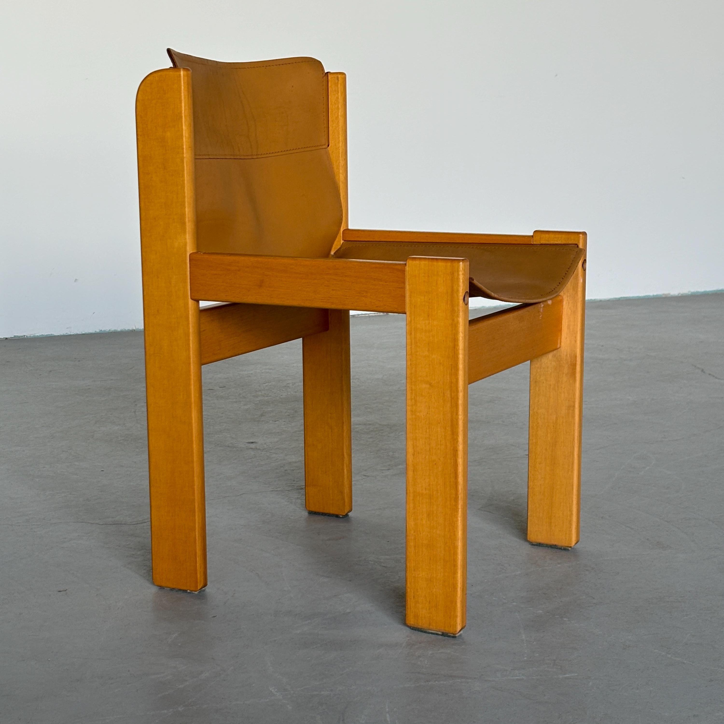Saddle Leather and Beechwood Chair by Ibisco Sedie