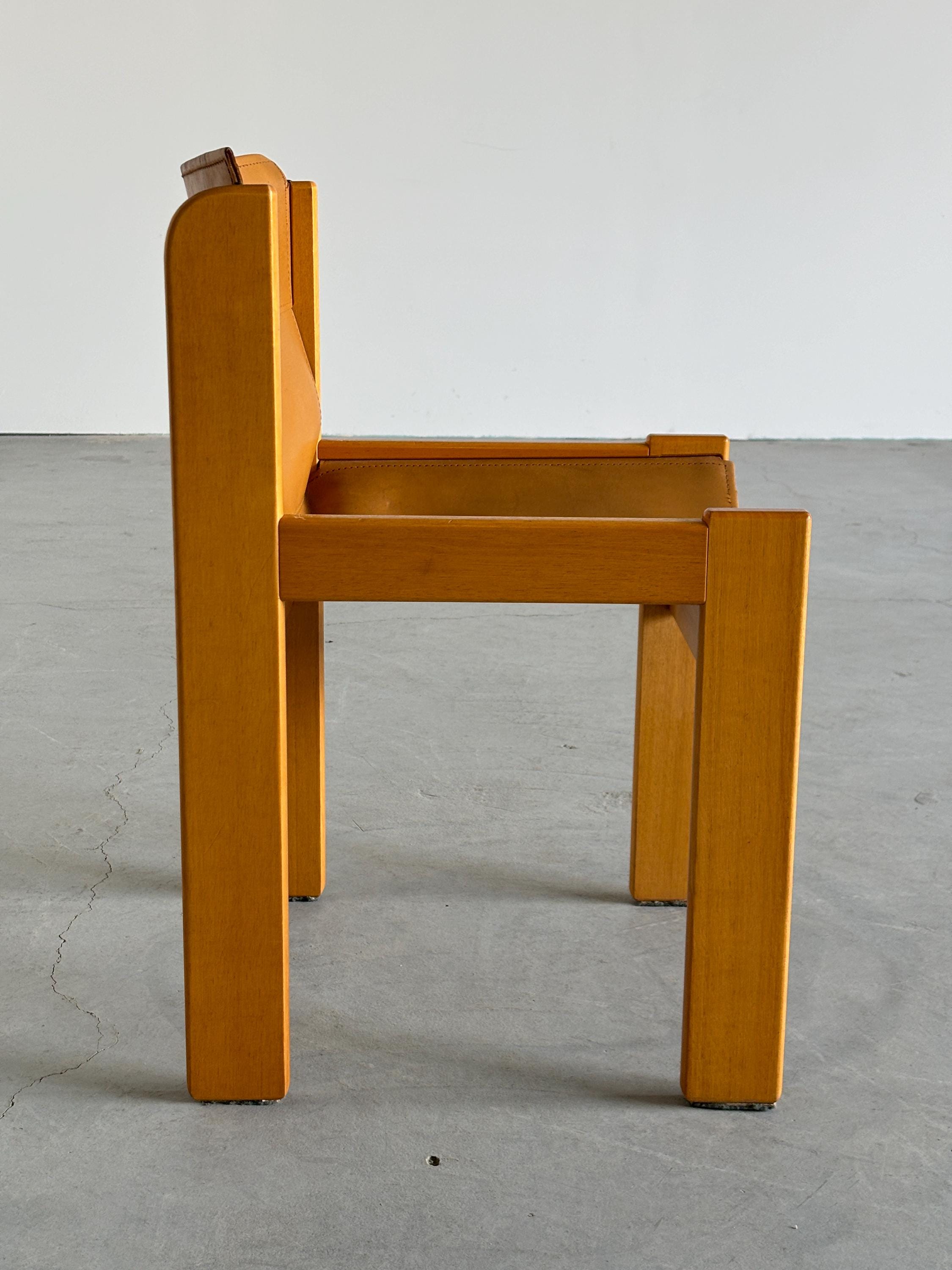 Saddle Leather and Beechwood Chair by Ibisco Sedie