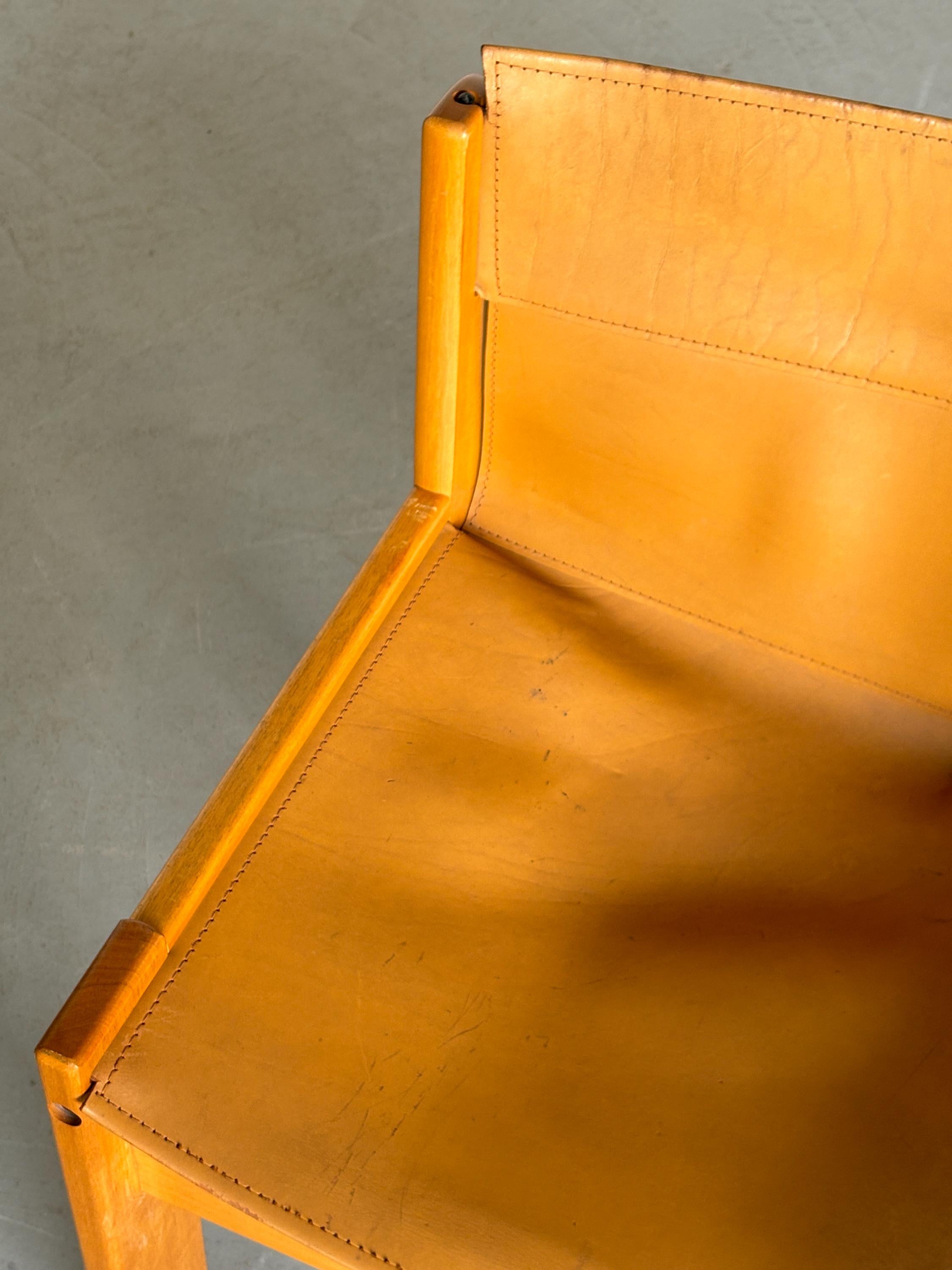 Saddle Leather and Beechwood Chair by Ibisco Sedie