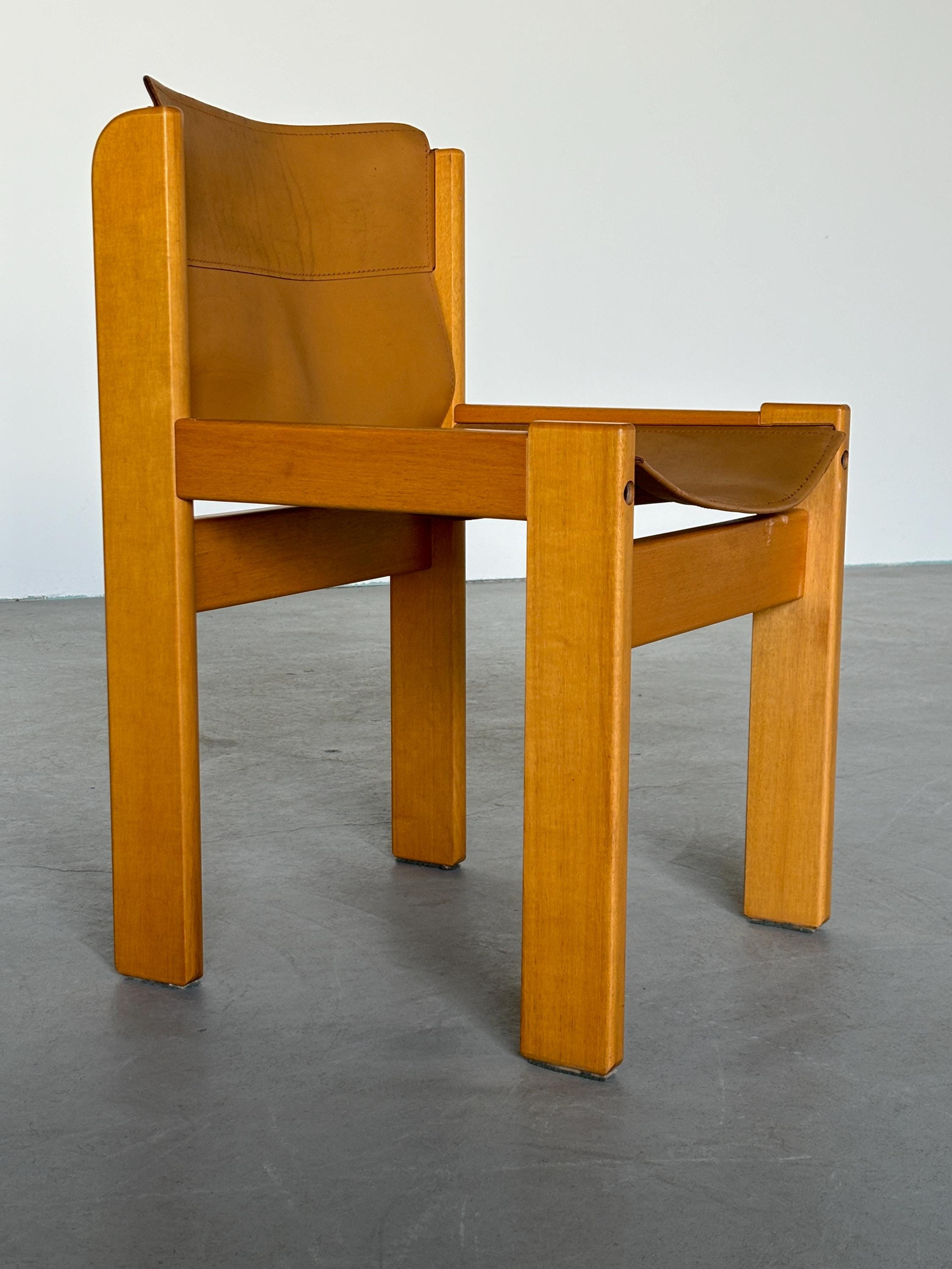 Saddle Leather and Beechwood Chair by Ibisco Sedie