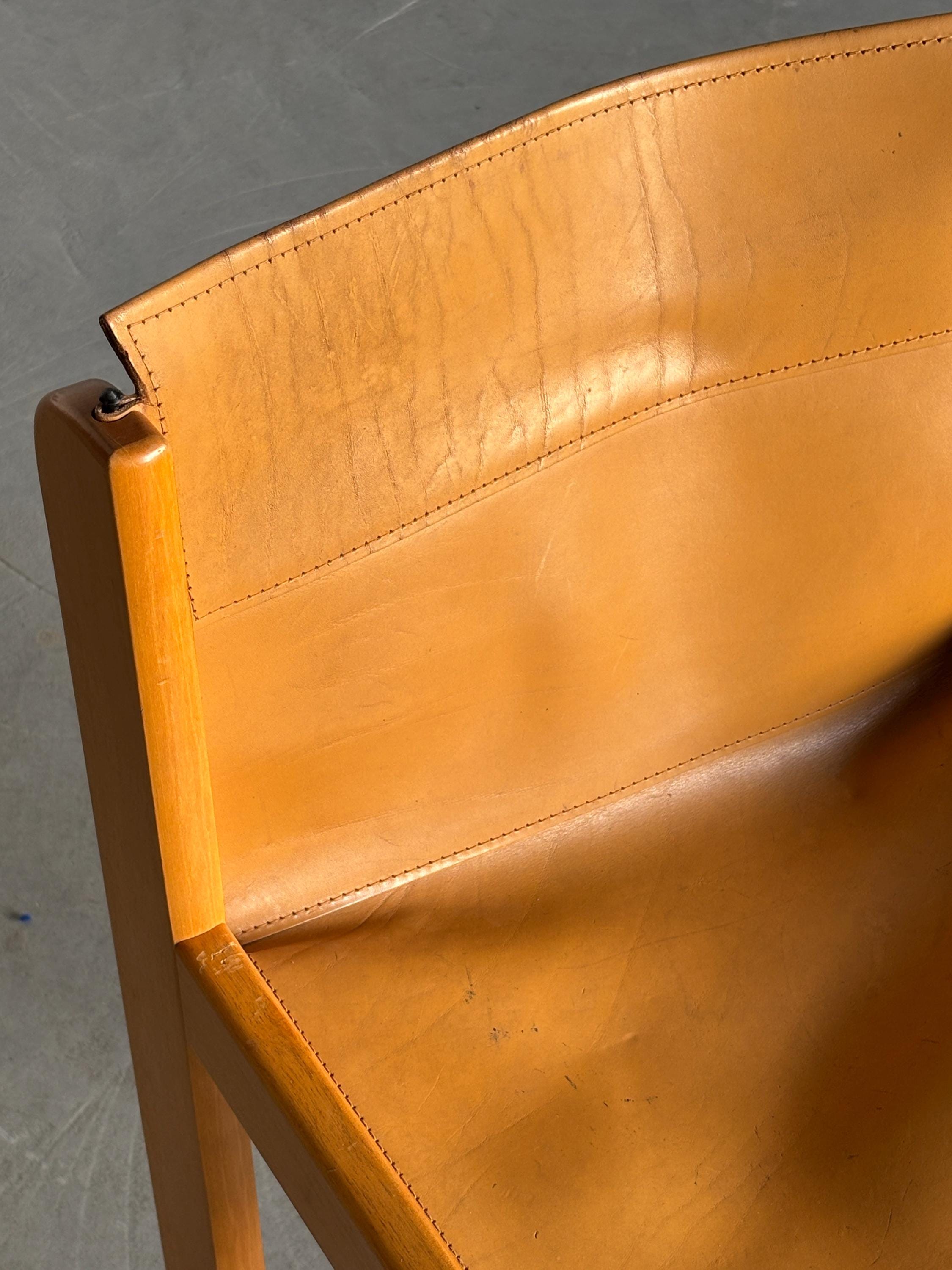 Saddle Leather and Beechwood Chair by Ibisco Sedie