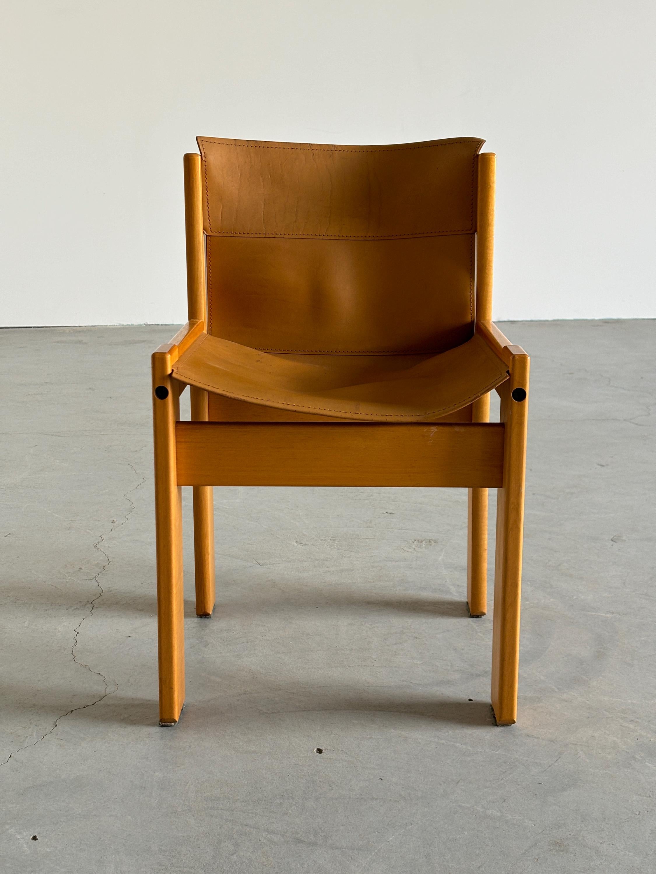 Saddle Leather and Beechwood Chair by Ibisco Sedie