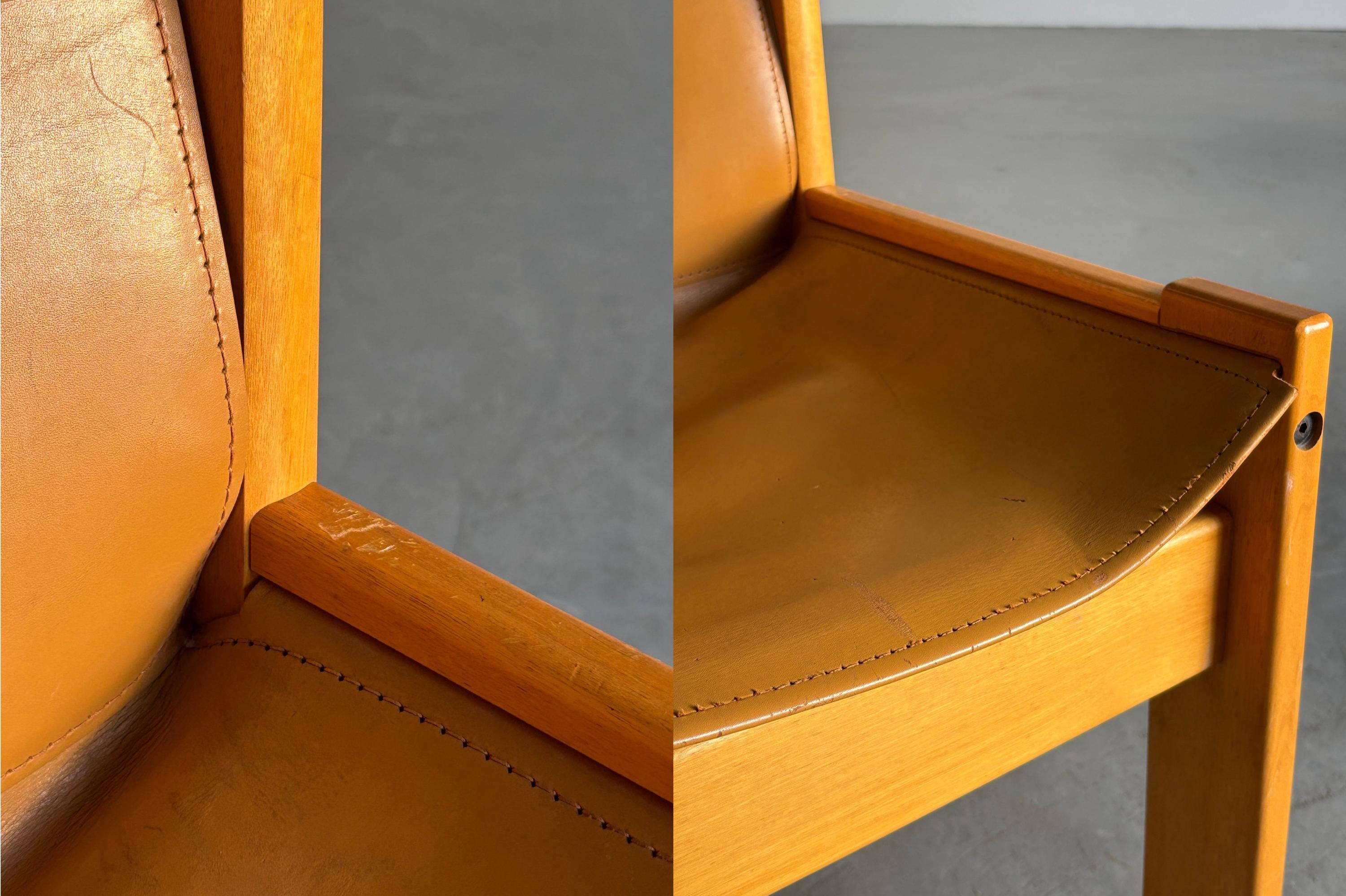 Saddle Leather and Beechwood Chair by Ibisco Sedie