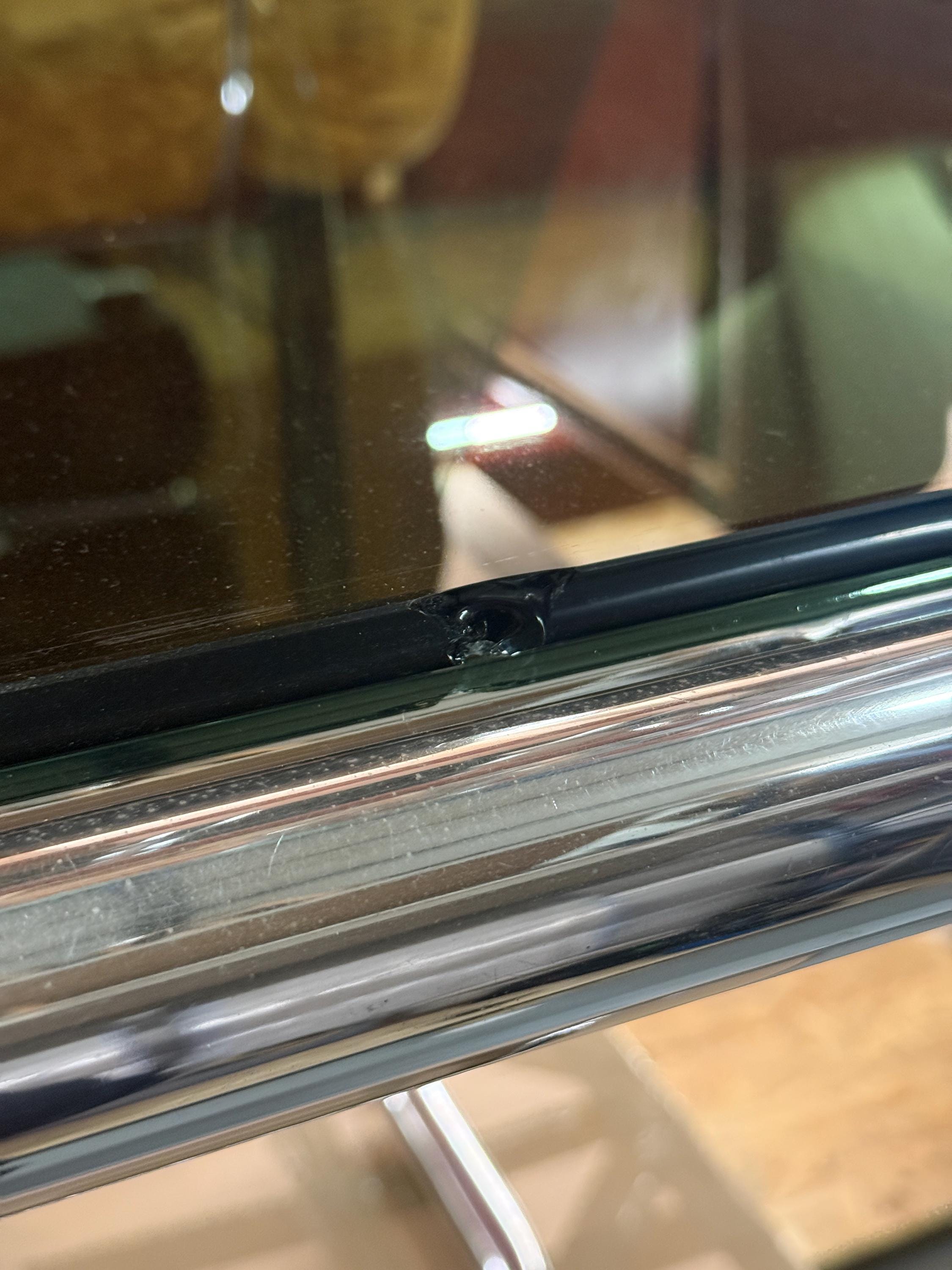 Office Desk in Chrome Tubular Steel, Glass and Lacquered Wood