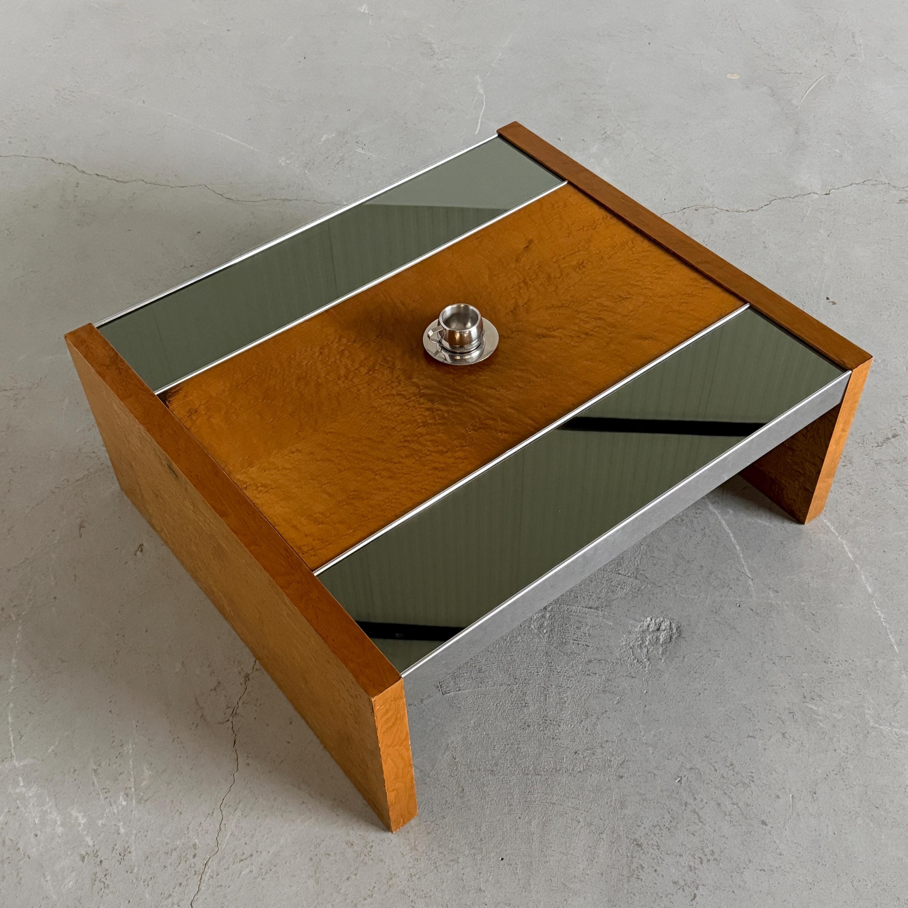 Burlwood Mirrored Coffee Table