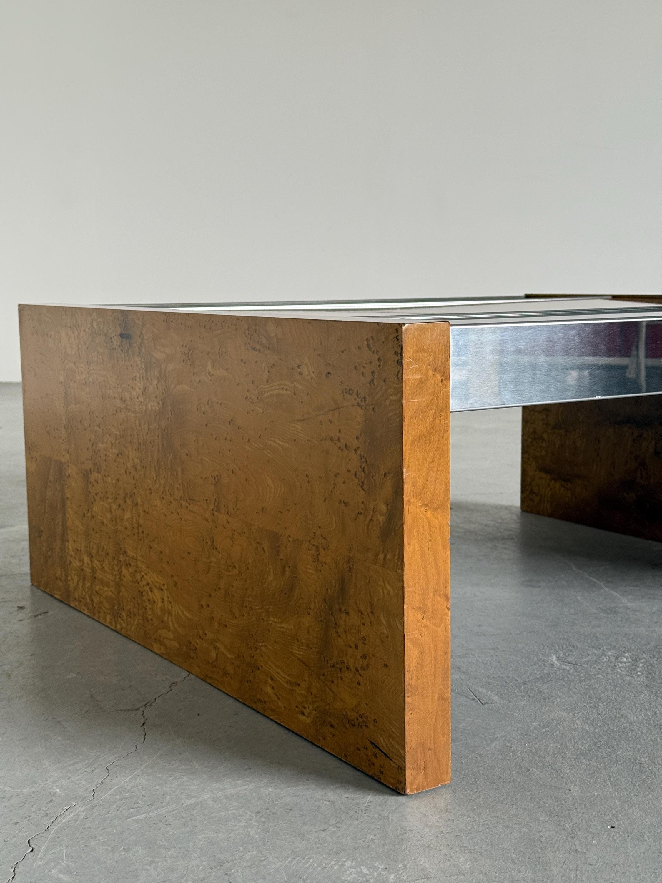 Burlwood Mirrored Coffee Table