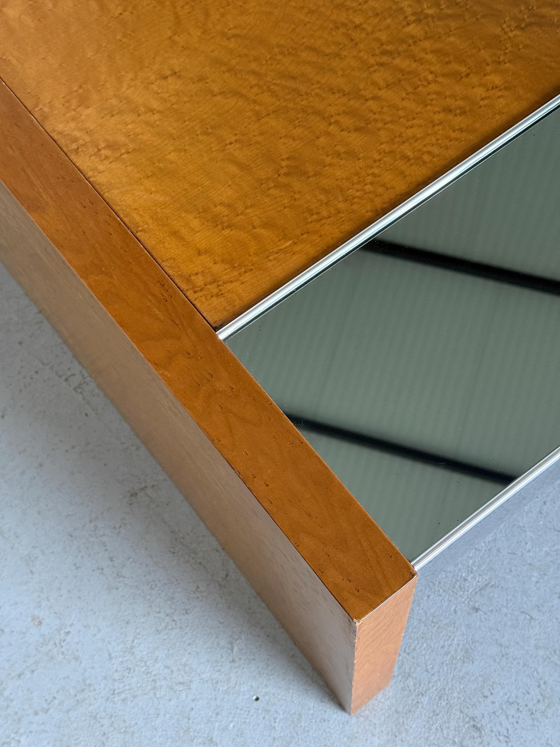 Burlwood Mirrored Coffee Table