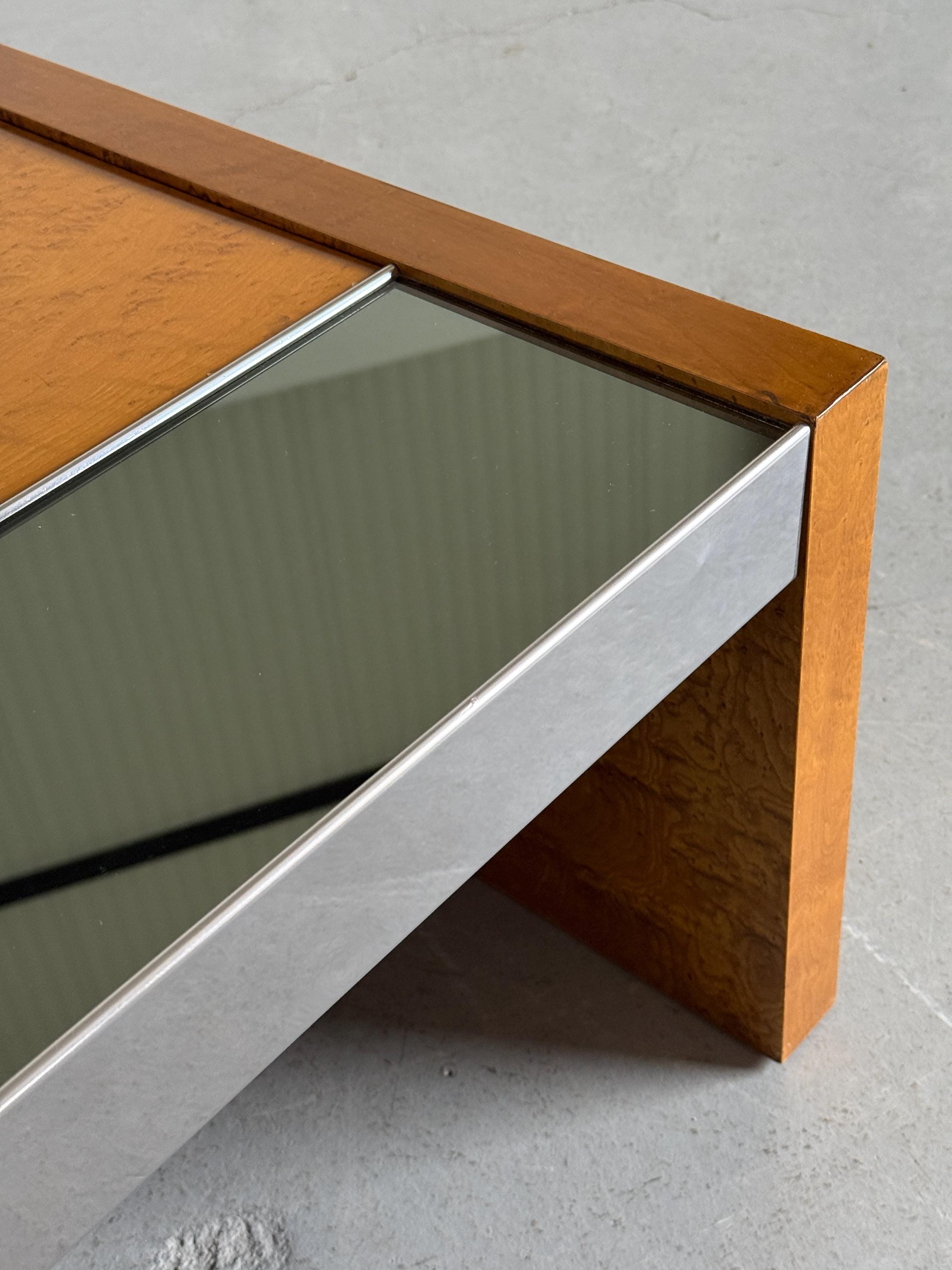 Burlwood Mirrored Coffee Table