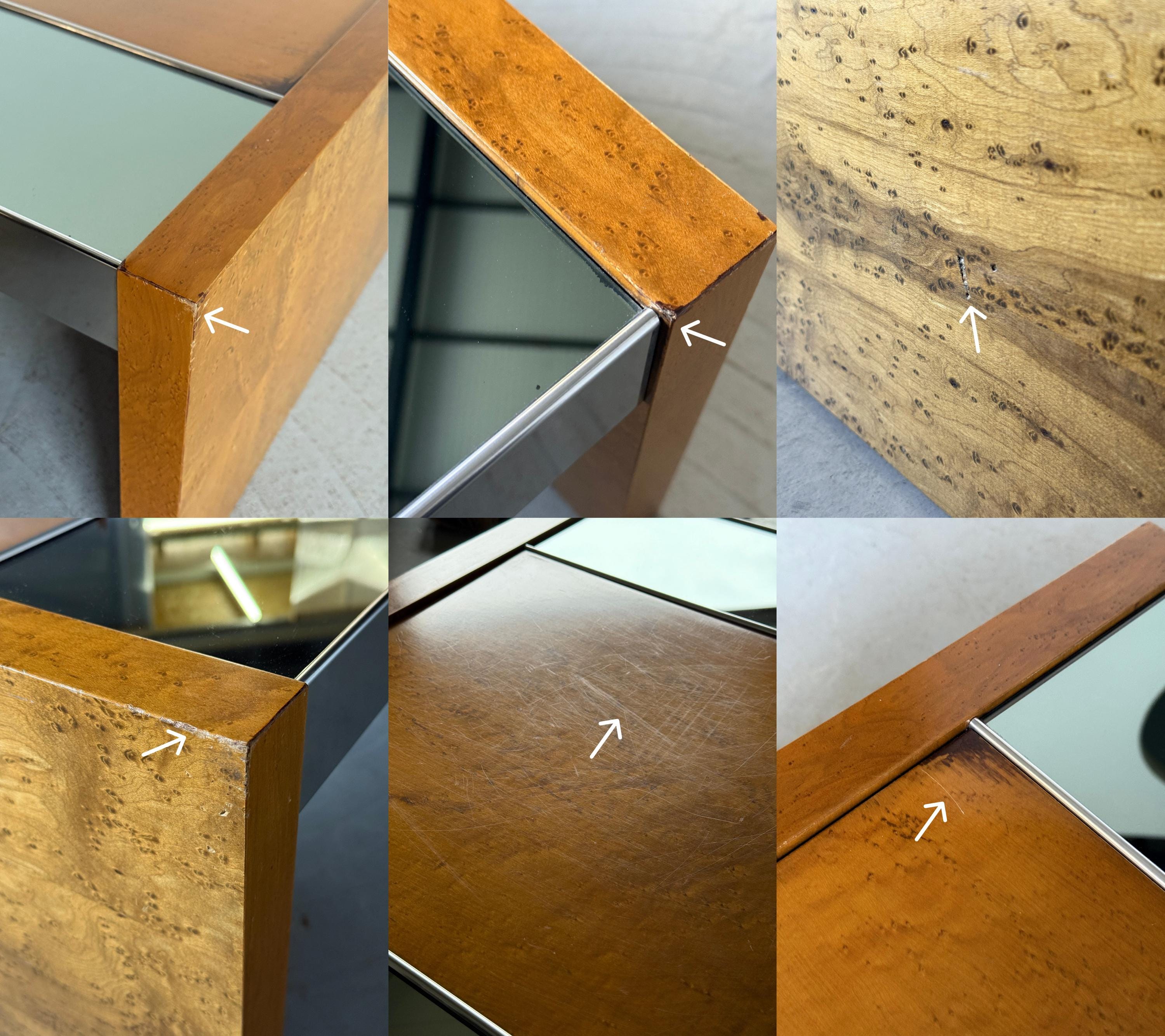 Burlwood Mirrored Coffee Table