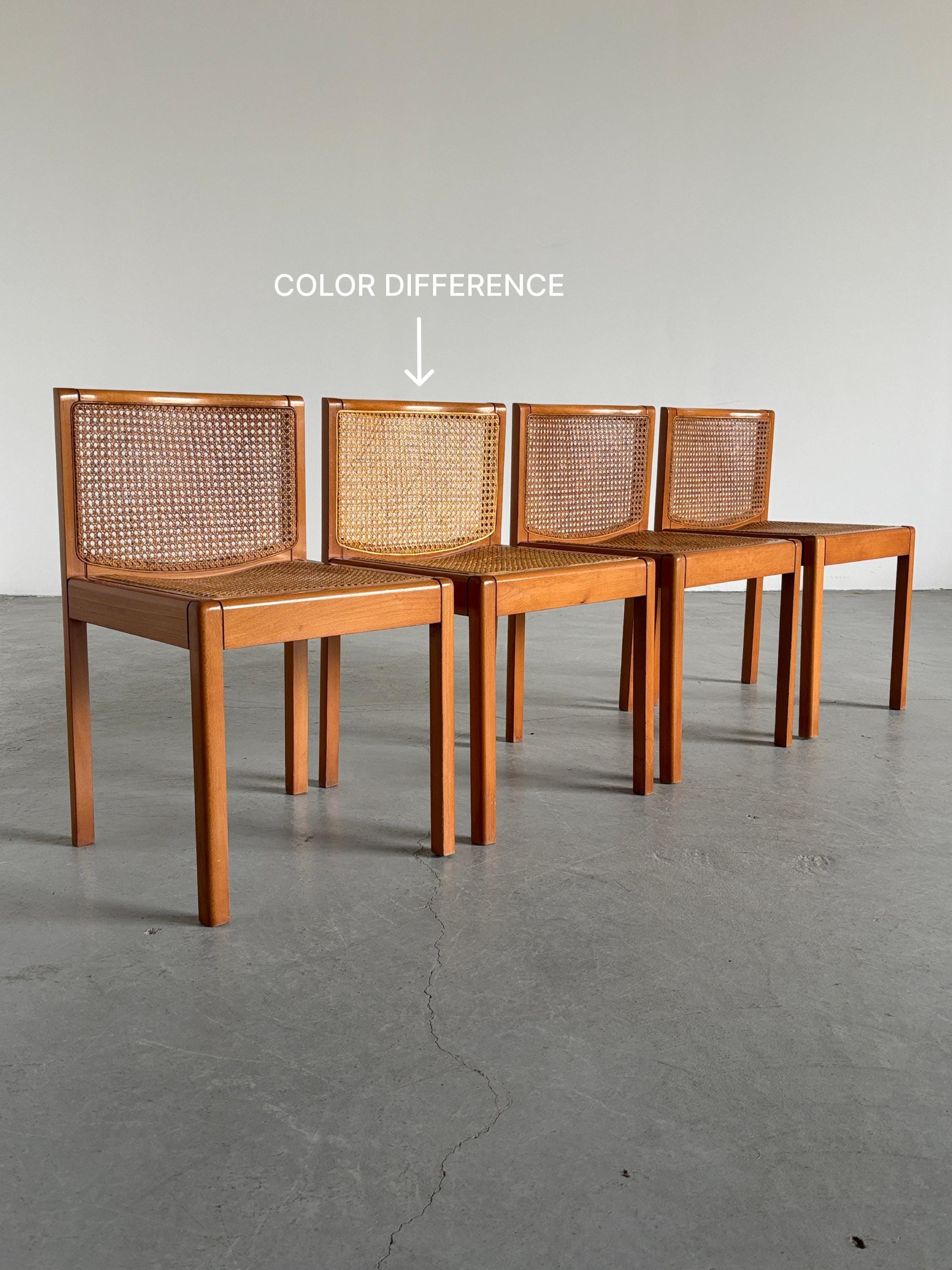 Elegant Wooden Chairs in Solid Beech and Cane