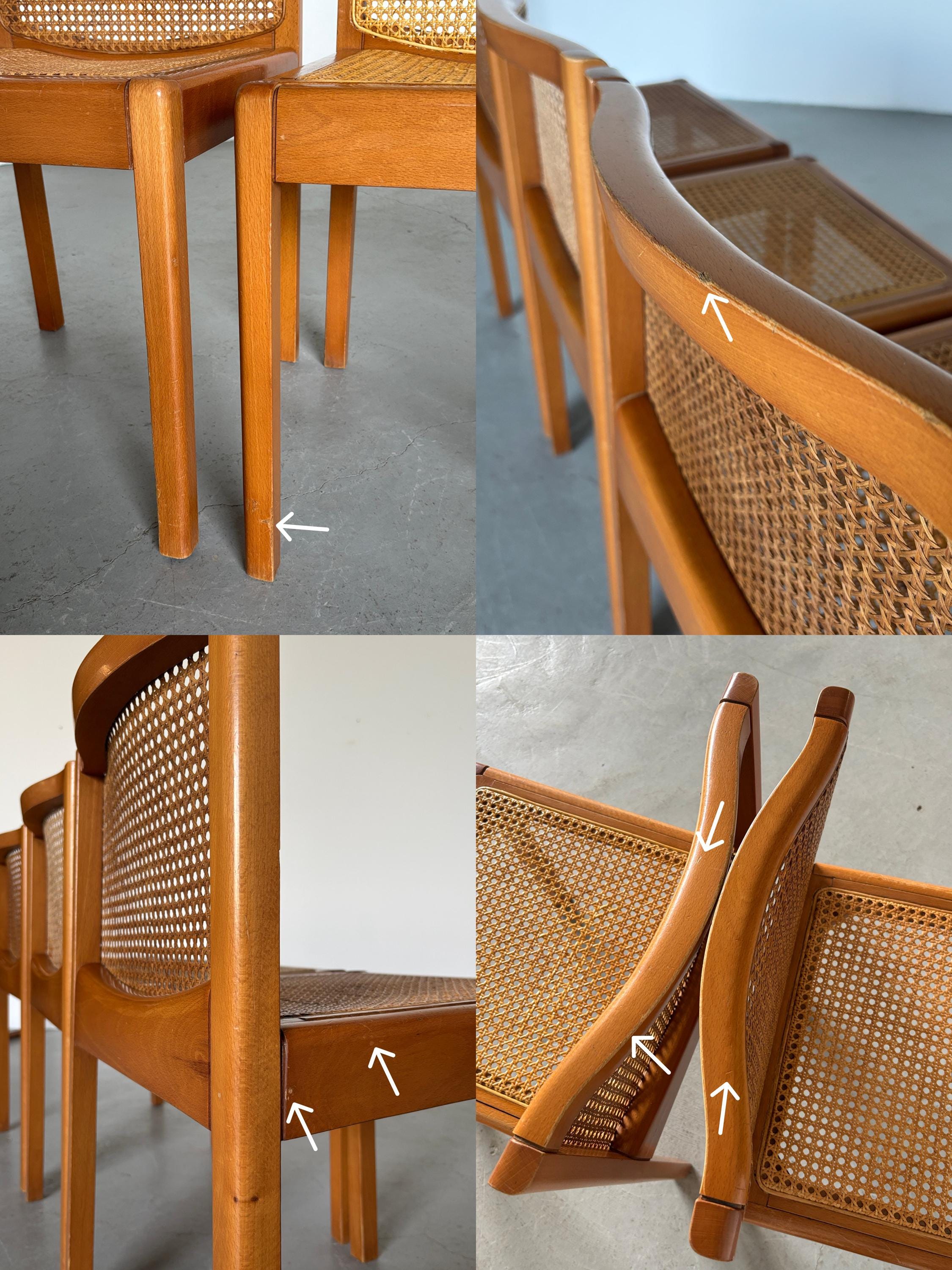 Elegant Wooden Chairs in Solid Beech and Cane
