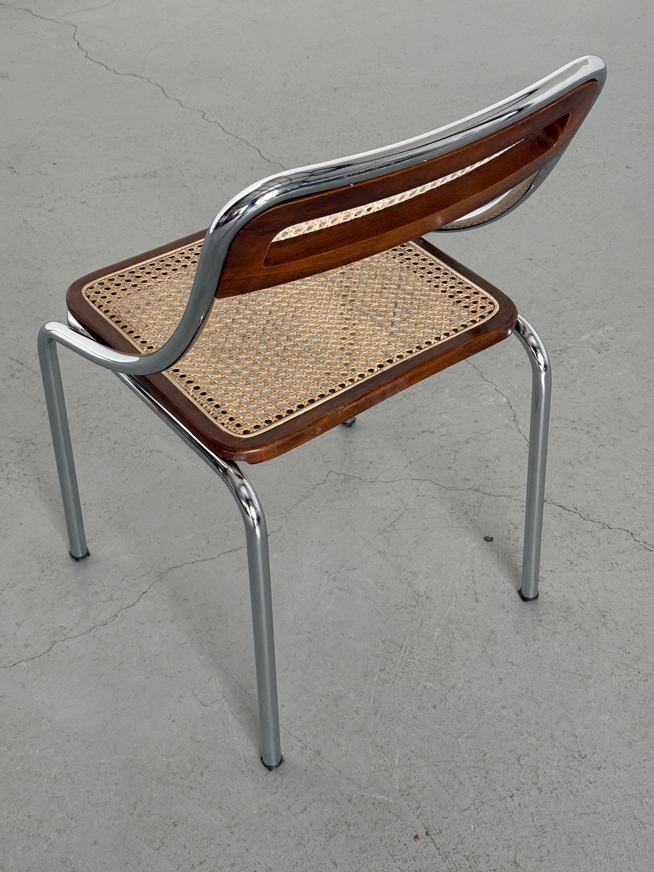 Dining Chair in Wood, Wickered Cane and Chrome