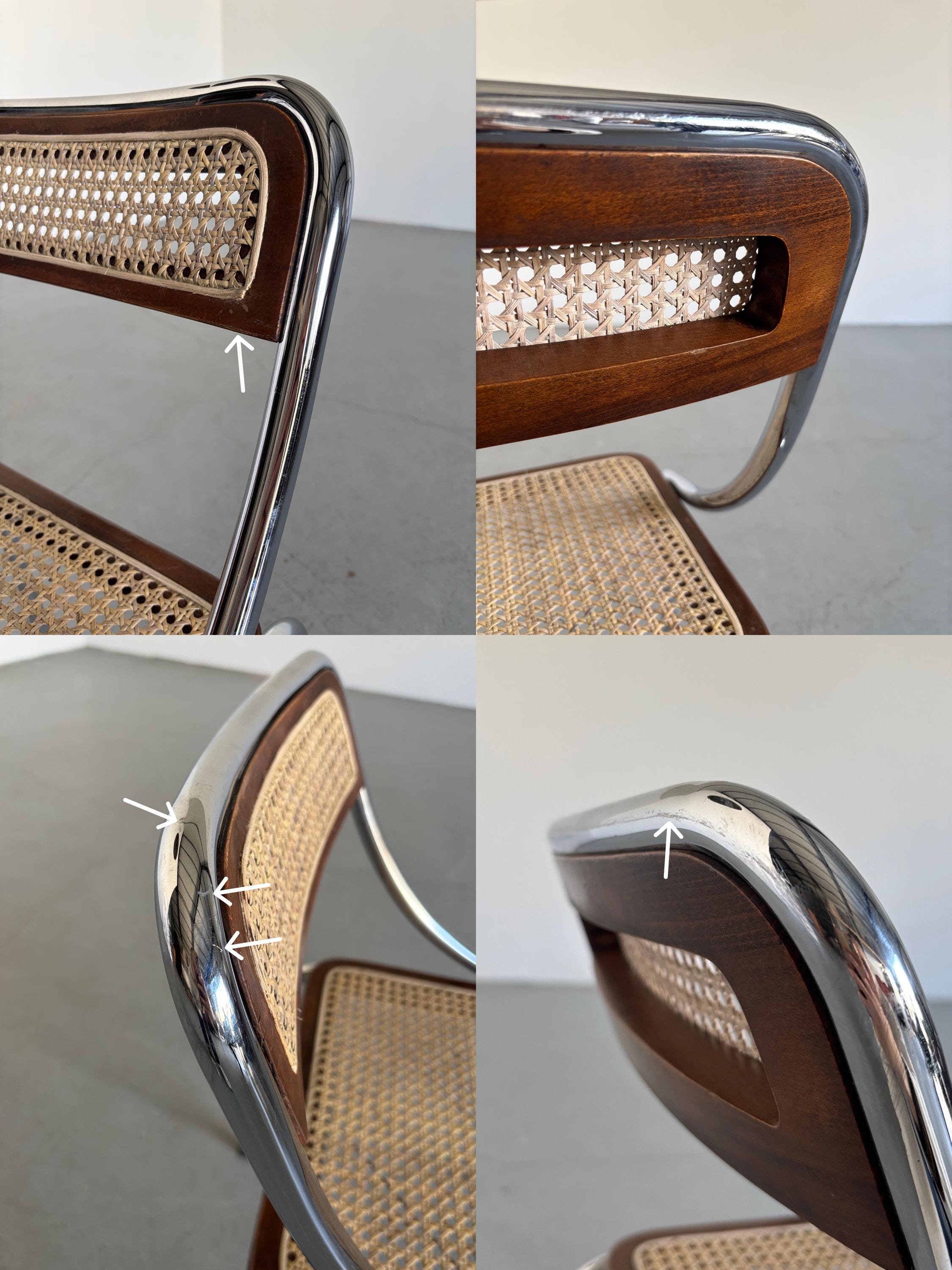 Dining Chair in Wood, Wickered Cane and Chrome