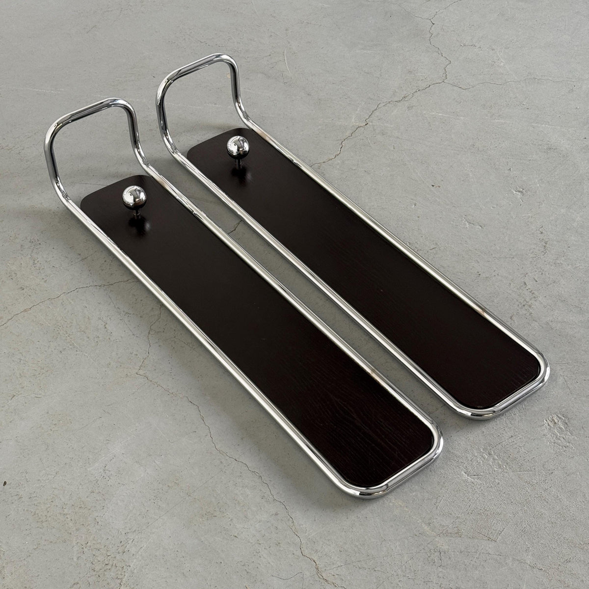 Wall-Mounted Coat Rack in Wood and Chrome