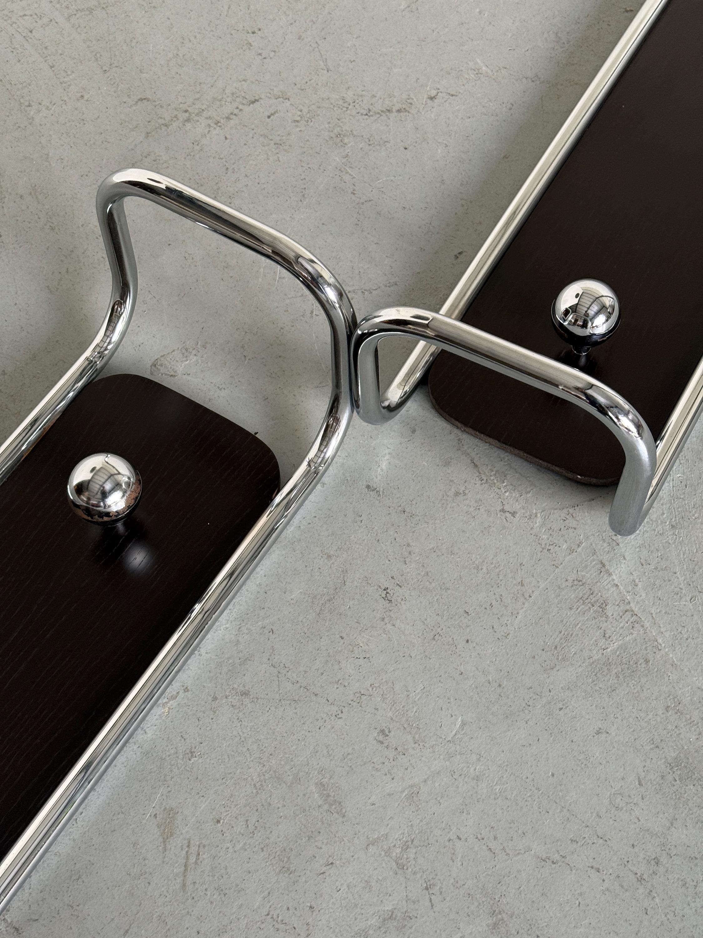 Wall-Mounted Coat Rack in Wood and Chrome