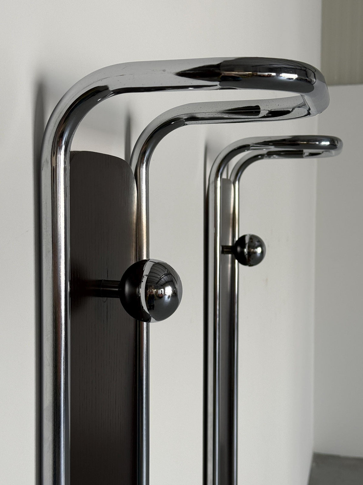 Wall-Mounted Coat Rack in Wood and Chrome