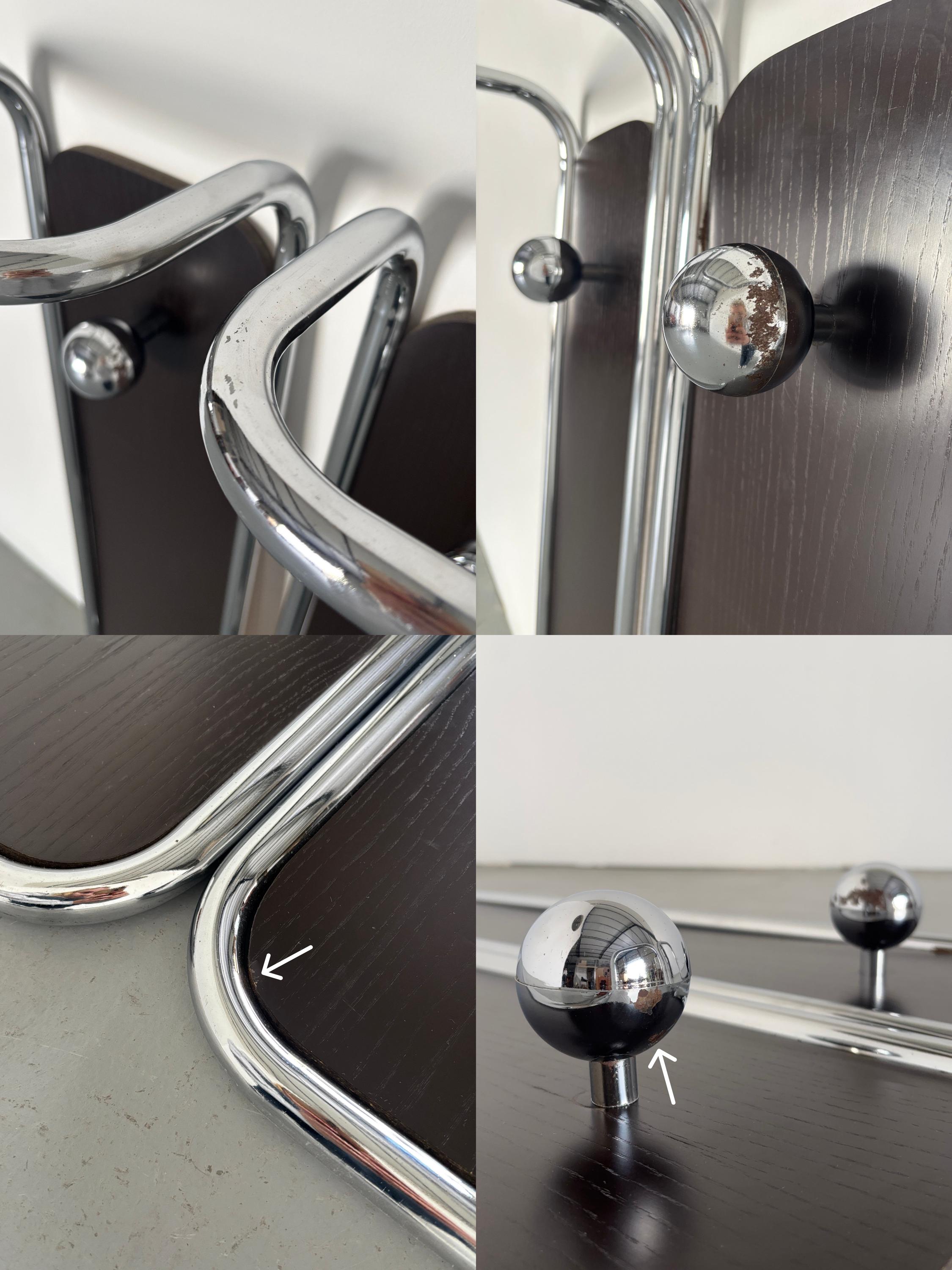 Wall-Mounted Coat Rack in Wood and Chrome