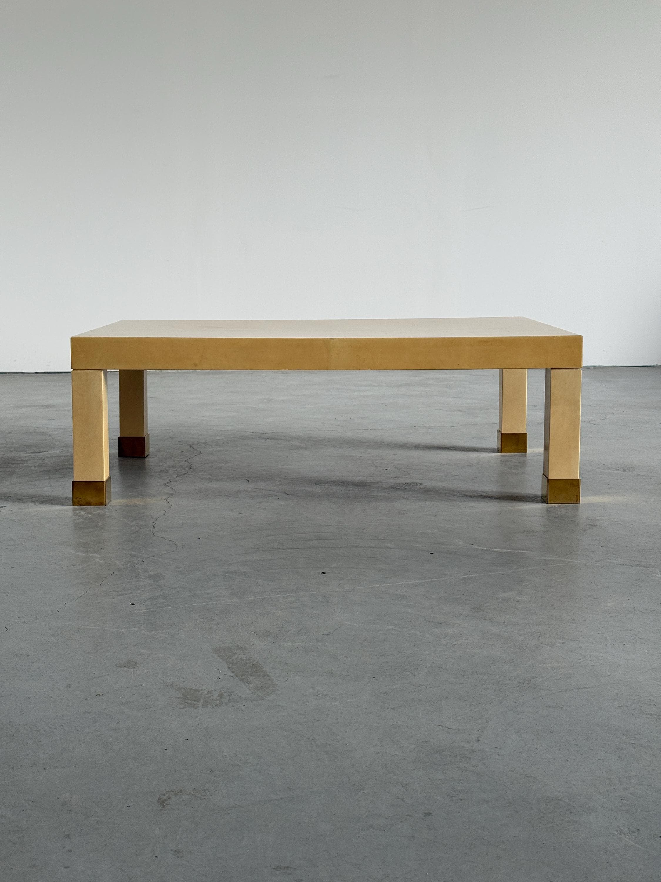 French Lacquered Coffee Table with Brass Sabots