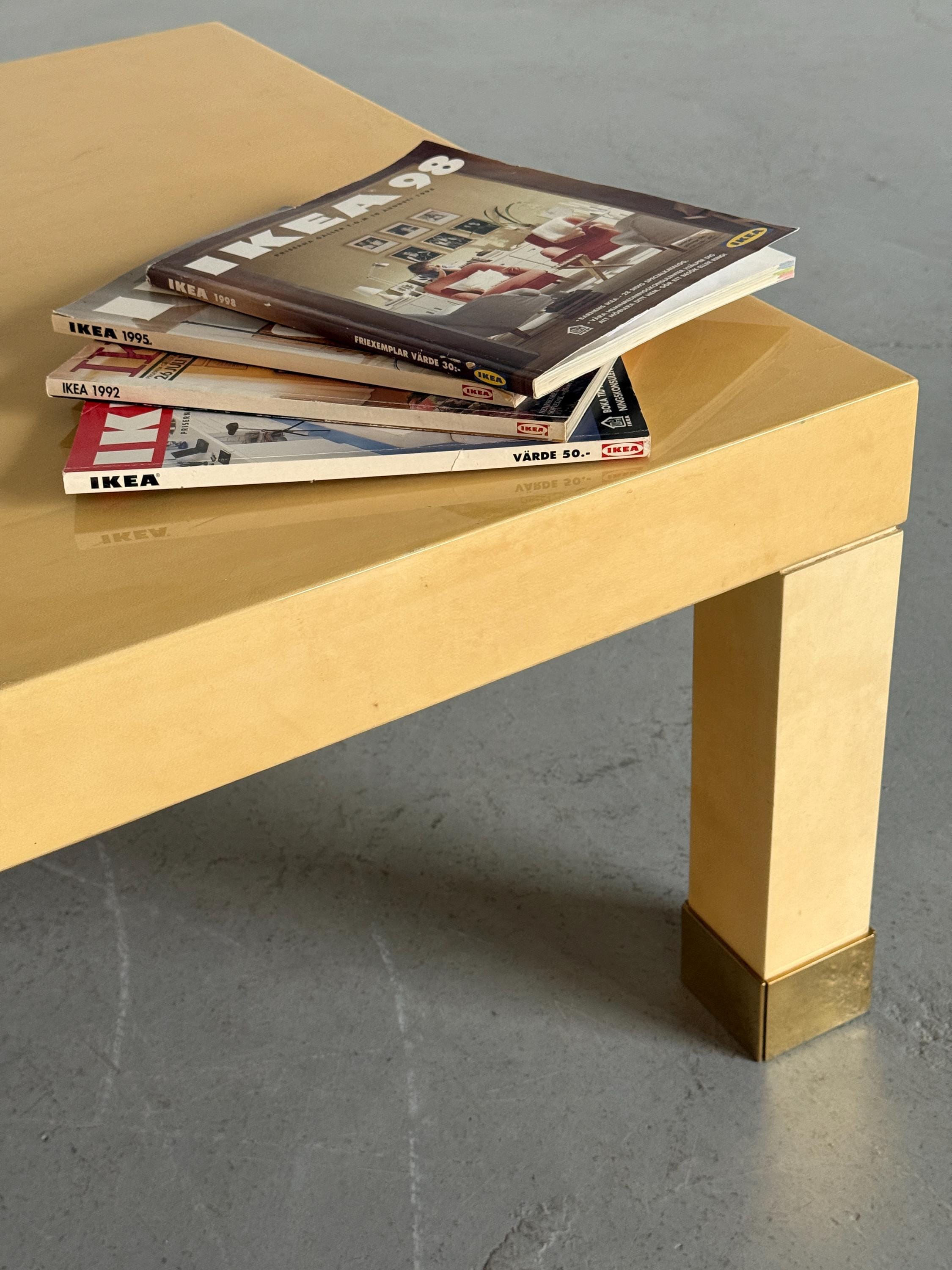 French Lacquered Coffee Table with Brass Sabots