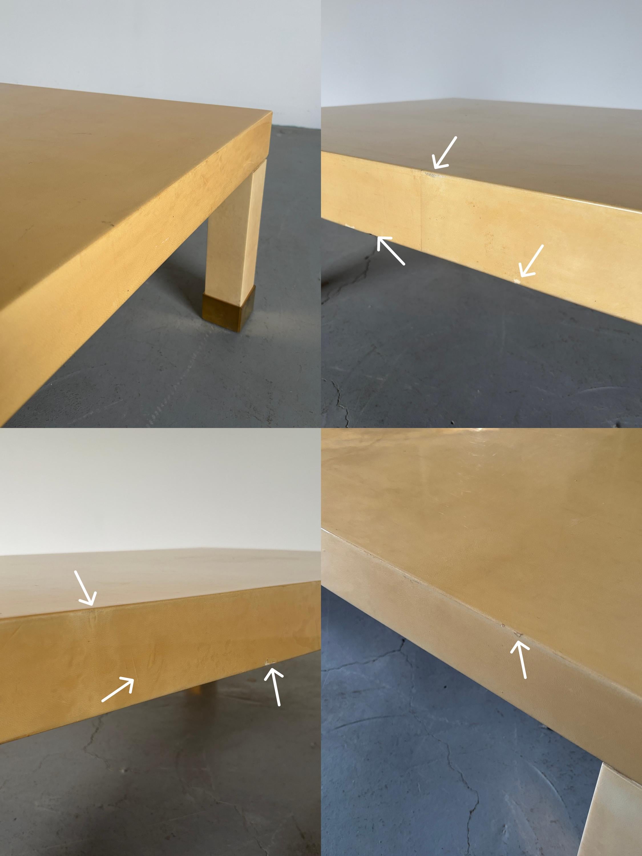 French Lacquered Coffee Table with Brass Sabots