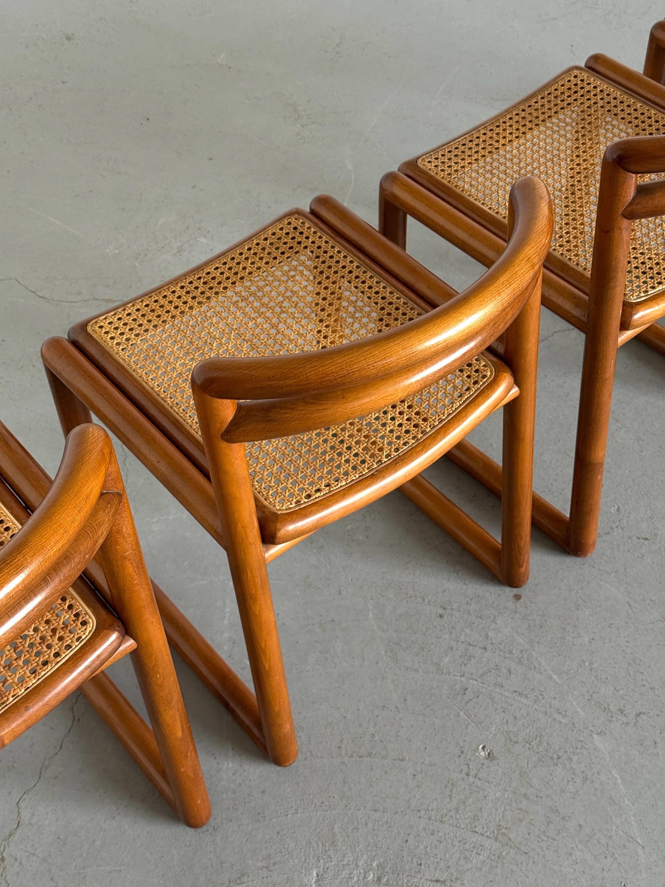 Elegant Solid Wood and Cane Dining Chairs