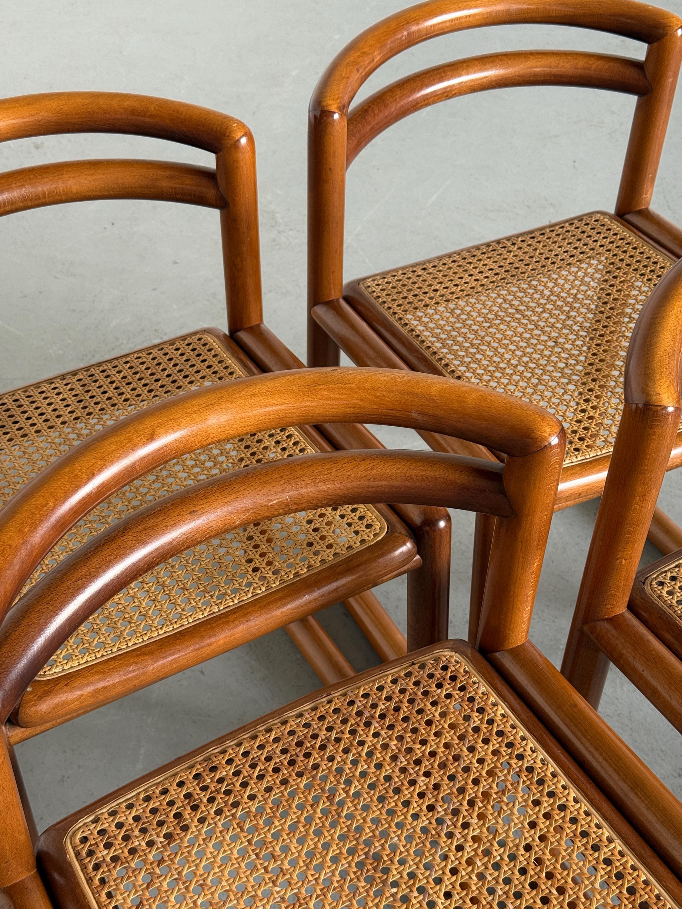 Elegant Solid Wood and Cane Dining Chairs