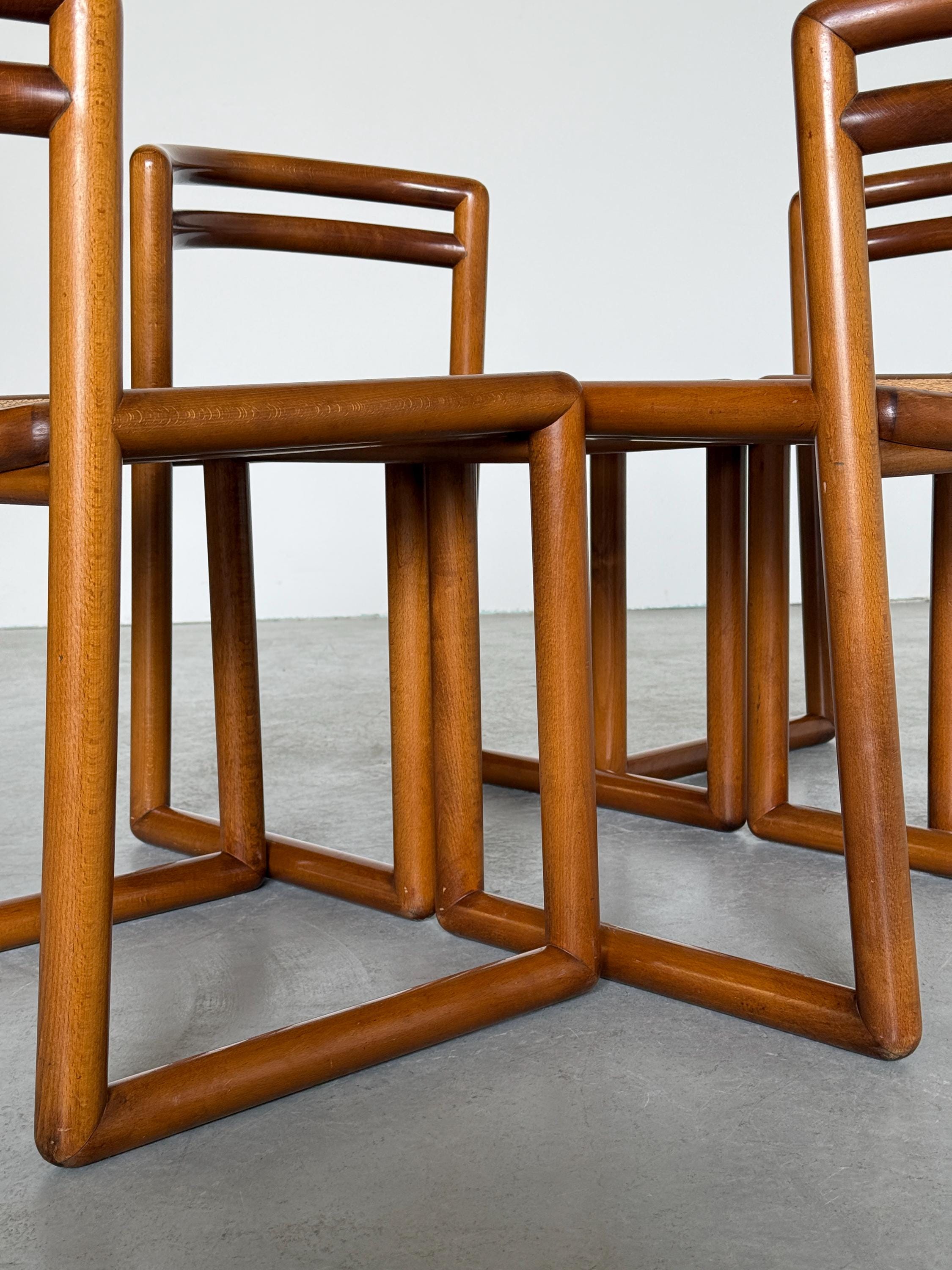 Elegant Solid Wood and Cane Dining Chairs