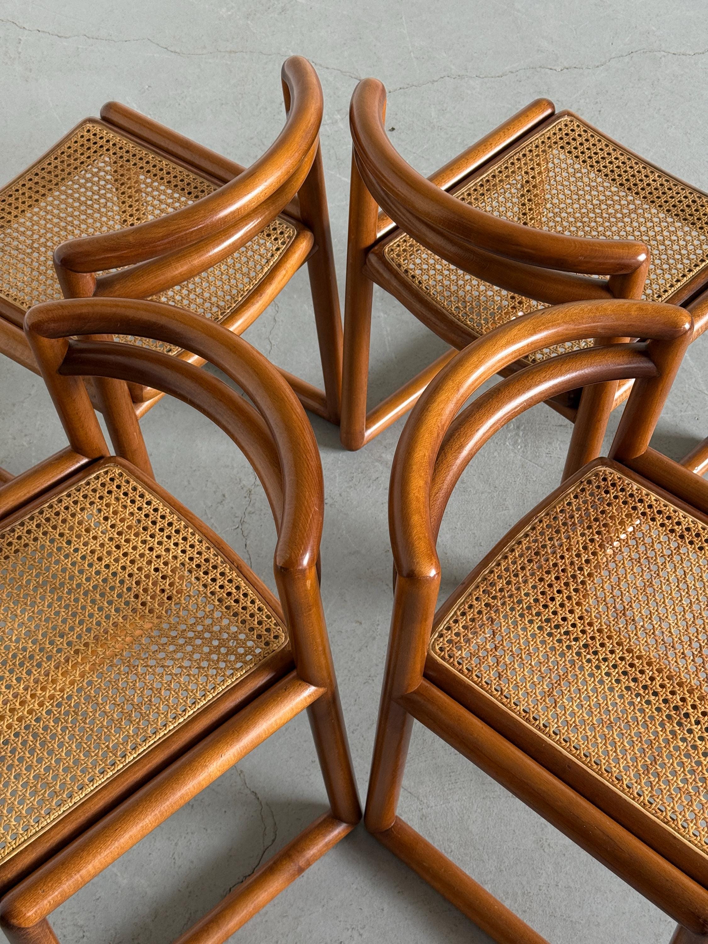 Elegant Solid Wood and Cane Dining Chairs
