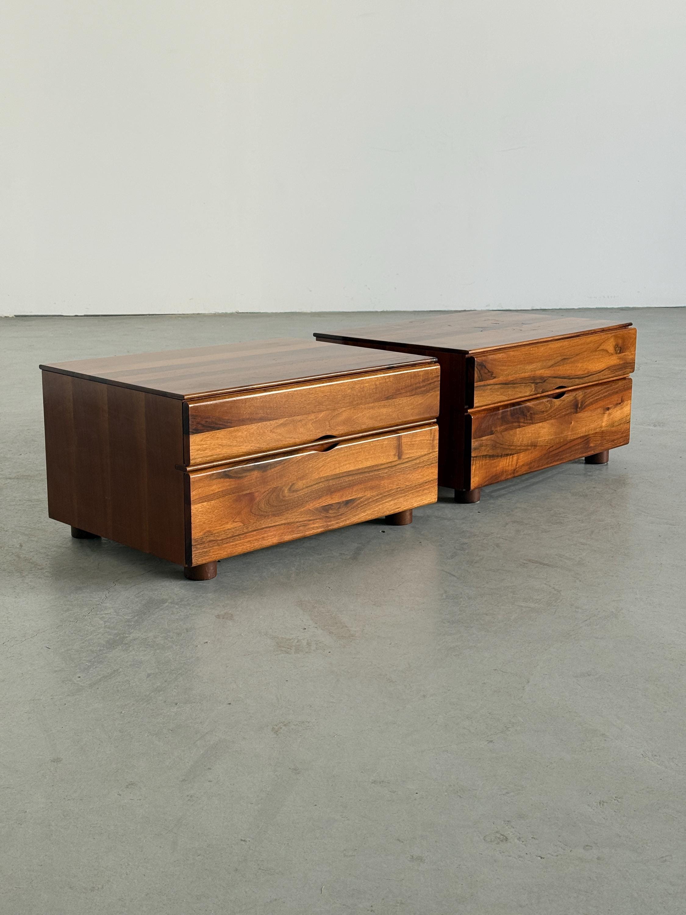 Walnut Nightstands Attributed to Molteni