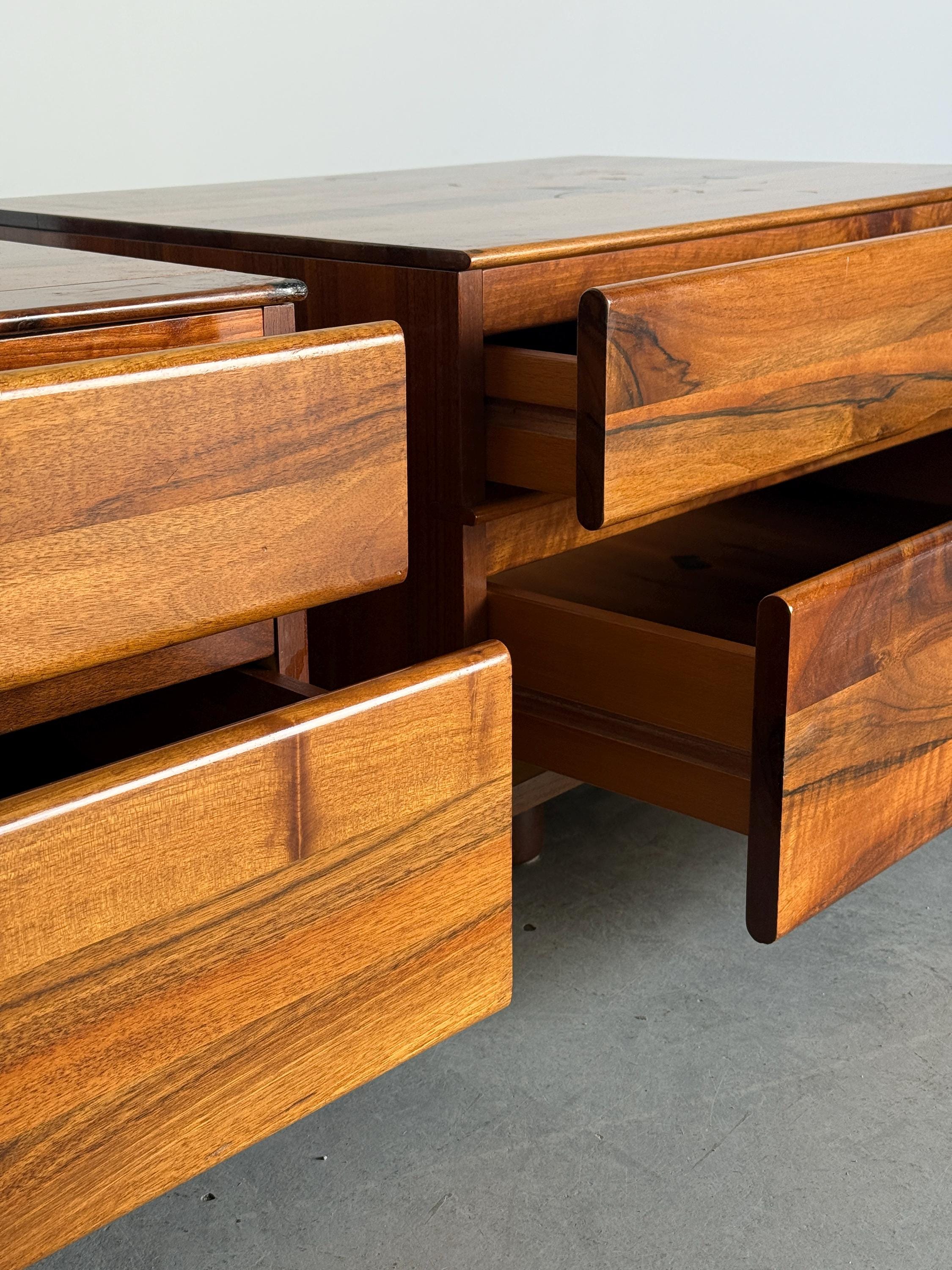 Walnut Nightstands Attributed to Molteni