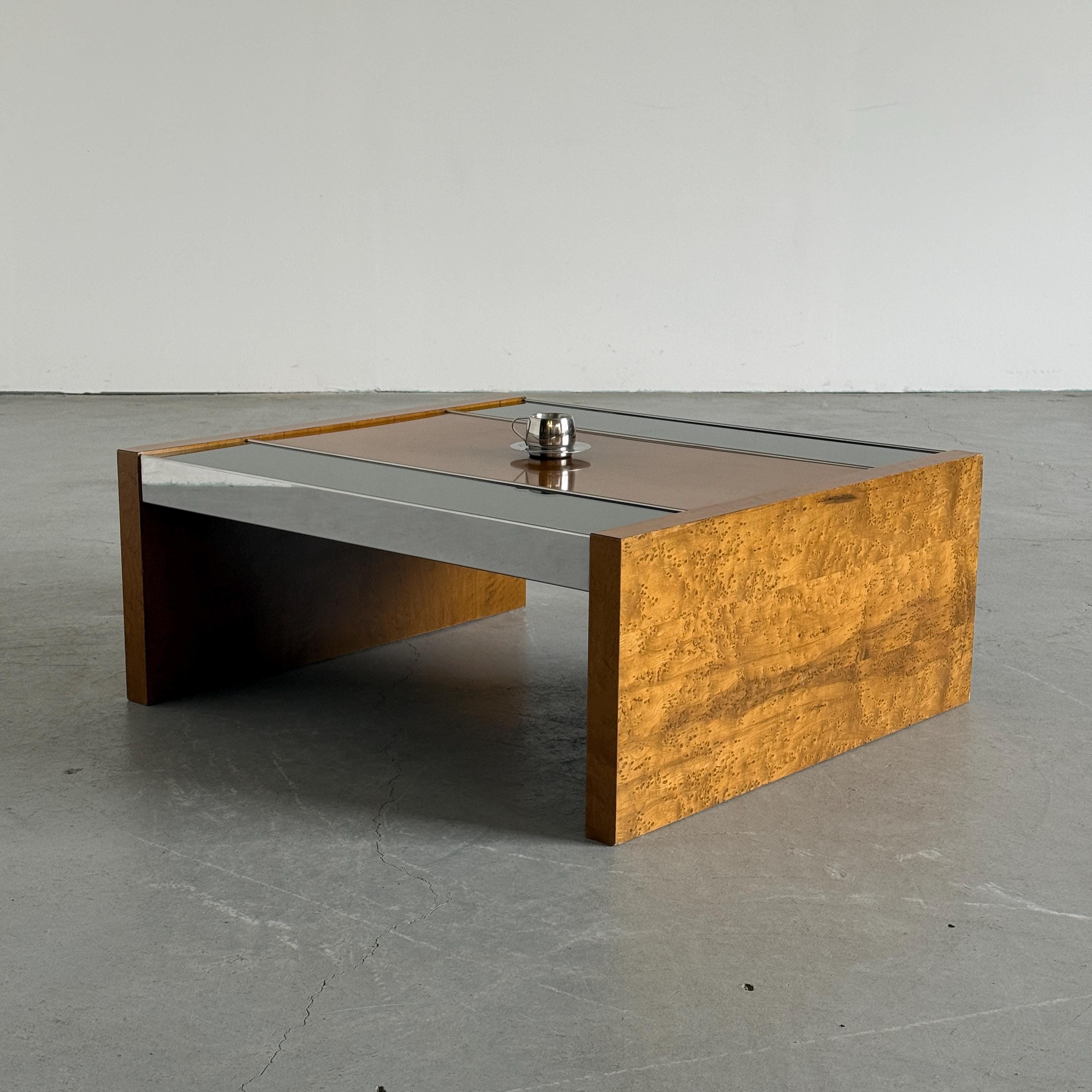 Burlwood Mirrored Coffee Table