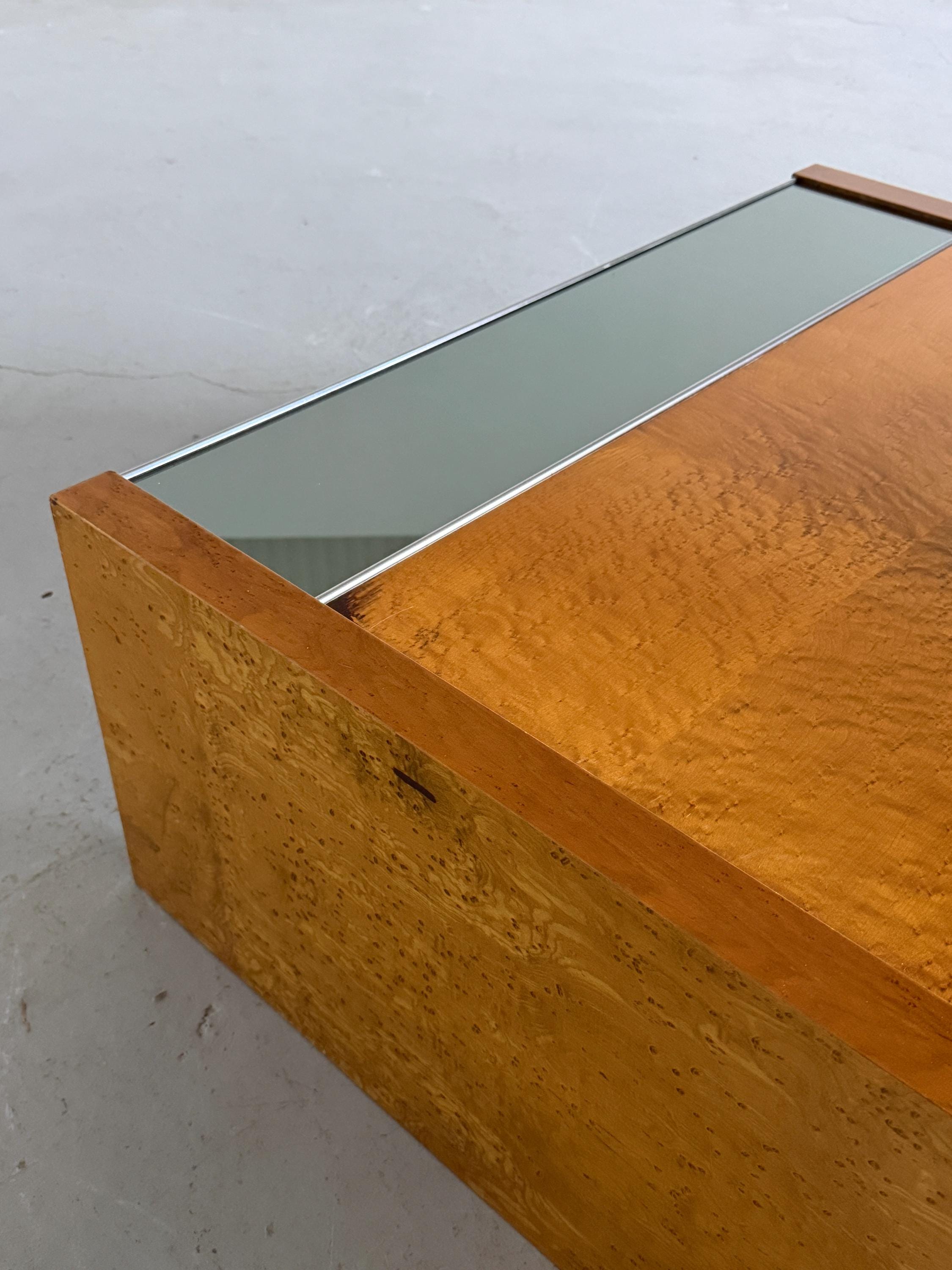 Burlwood Mirrored Coffee Table