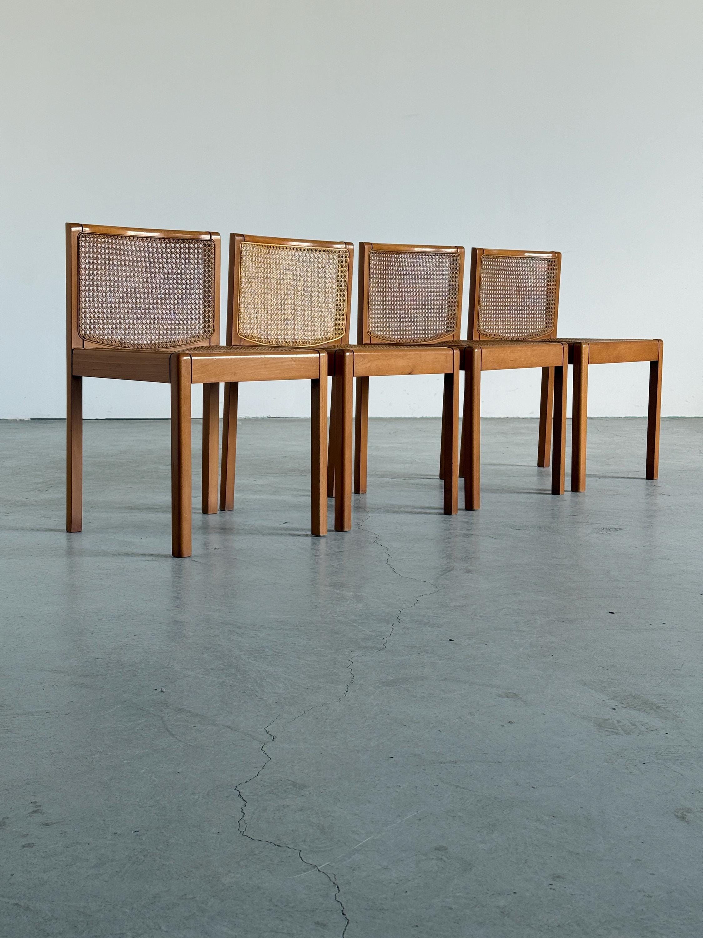 Elegant Wooden Chairs in Solid Beech and Cane