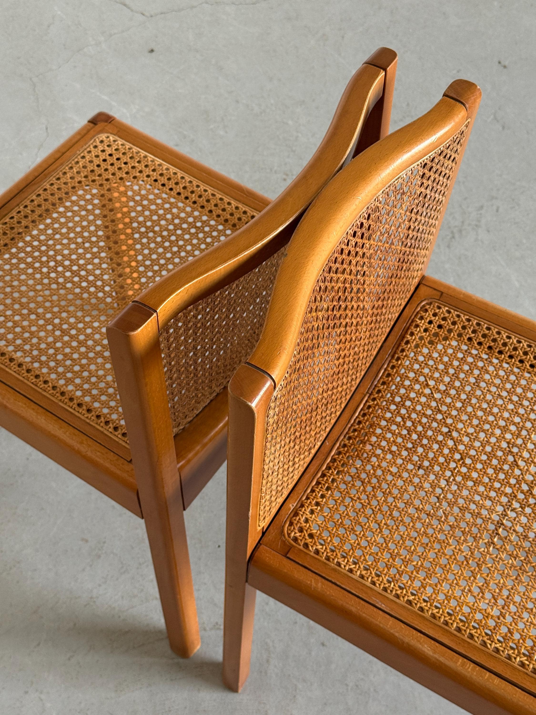 Elegant Wooden Chairs in Solid Beech and Cane